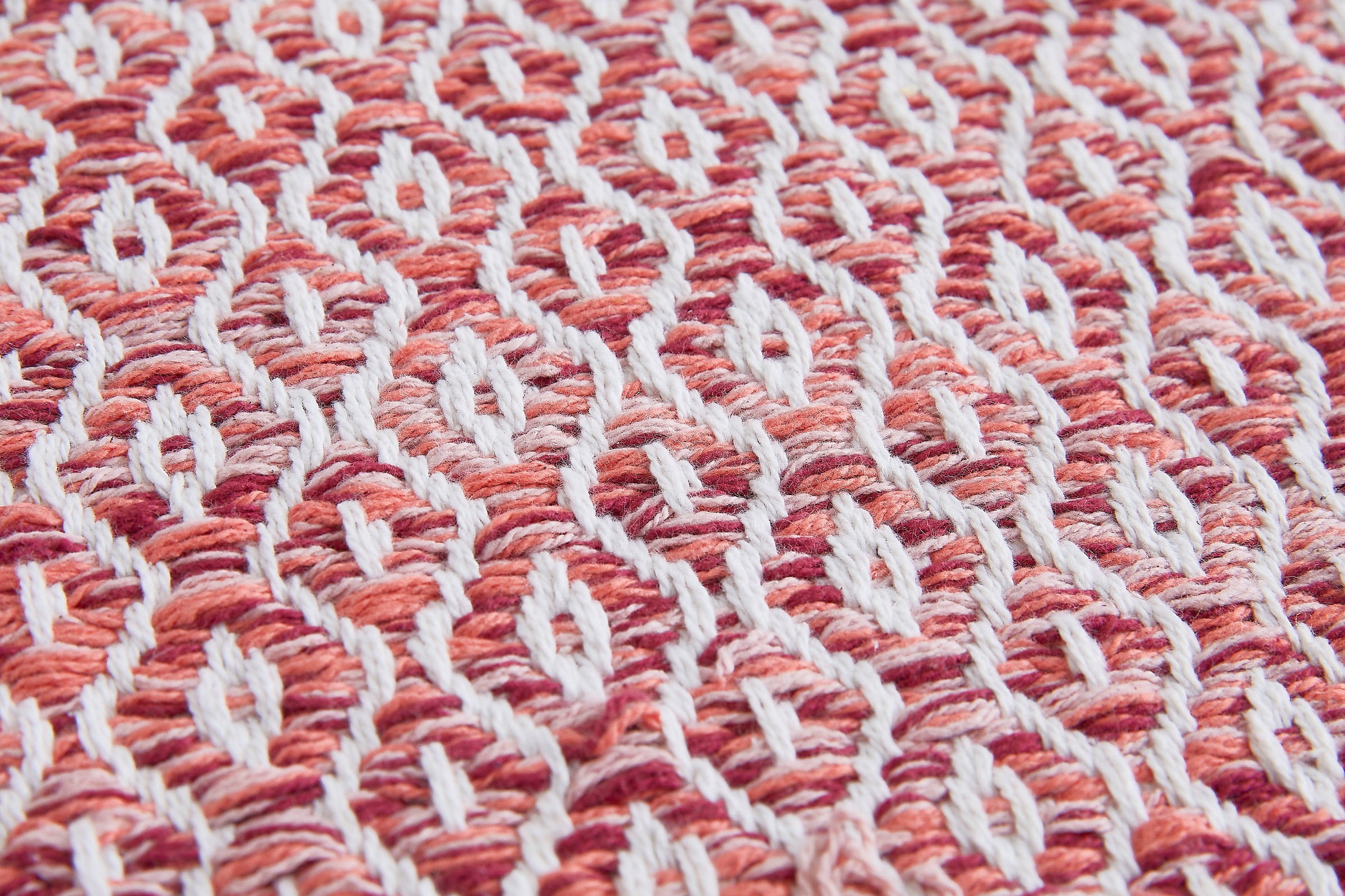 my home Teppich »Nivala«, rechteckig, 10 mm Höhe, Flachgewebe, Rauten Motiv, reine Baumwolle, mit Fransen