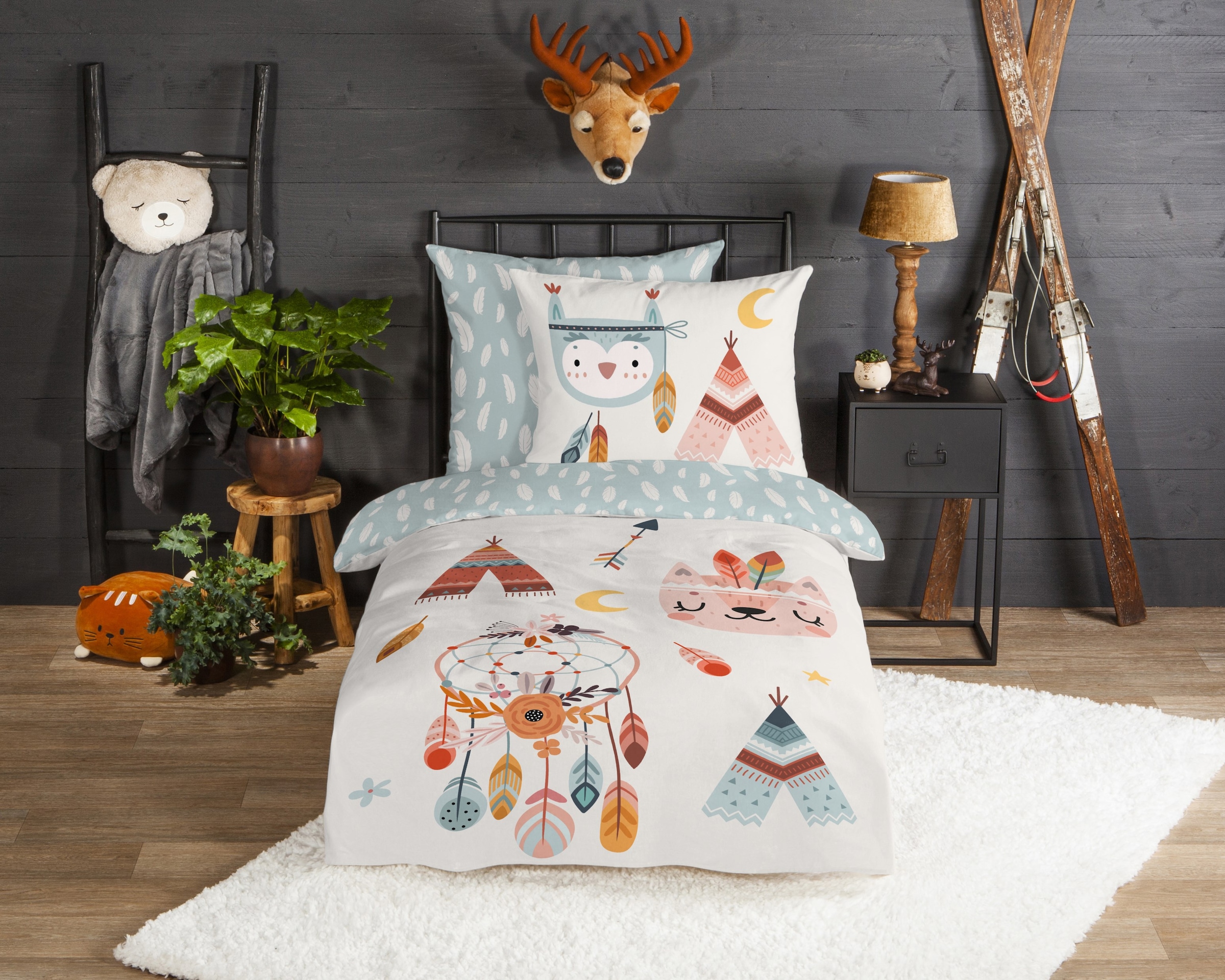 good morning Kinderbettwäsche »Dreamy«, Flanell, Biber, 135x200, Warm, Reißverschluss, Wende, Kind, Boho