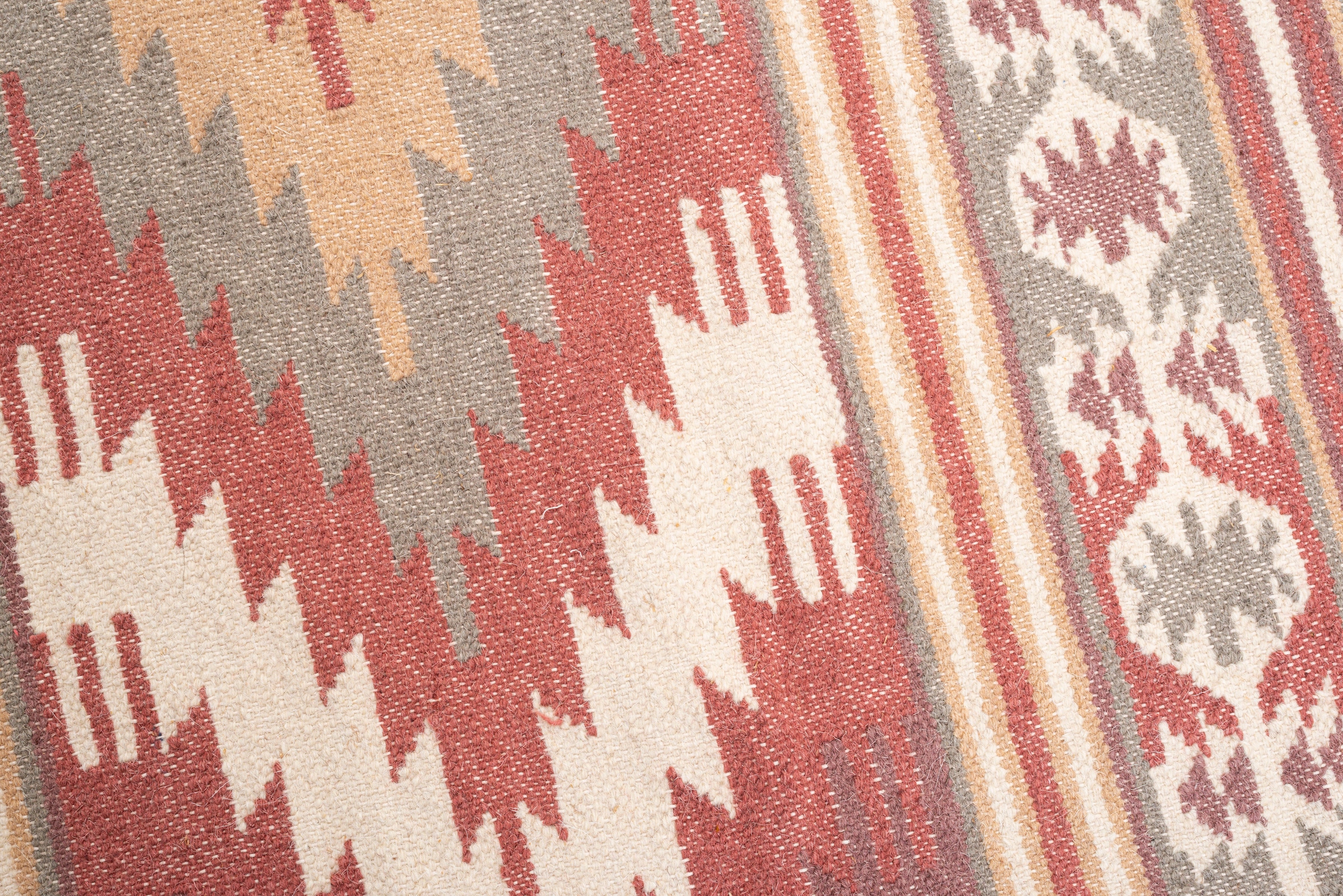 TOM TAILOR HOME Wollteppich »Kelim Colors I«, rechteckig, 5 mm Höhe, reine Wolle, robust und strapazierfähig, mit Fransen, Boho-Style