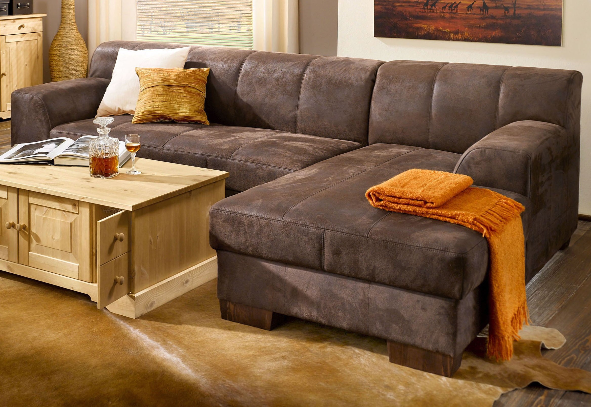 Home affaire Ecksofa »Falk L-Form«, mit Federkern und wahlweise mit Bettfunktion