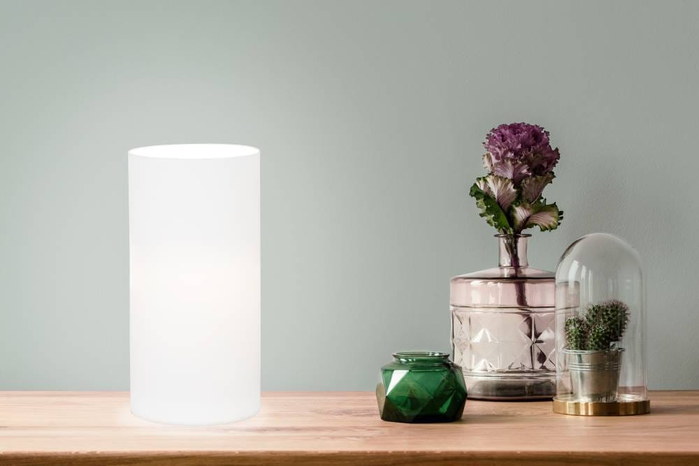 EGLO Tischleuchte »GEO Tischlampe, opal-mattes Glas, Schalter am Kabel, minimalistisch«, 1 flammig, Leuchtmittel E14 | Leuchtmittel wechselbar-ohne Leuchtmittel, Nachttischlampe, Deko-Leuchte, Schlafzimmer, 165cm Kabel, 20x10cm