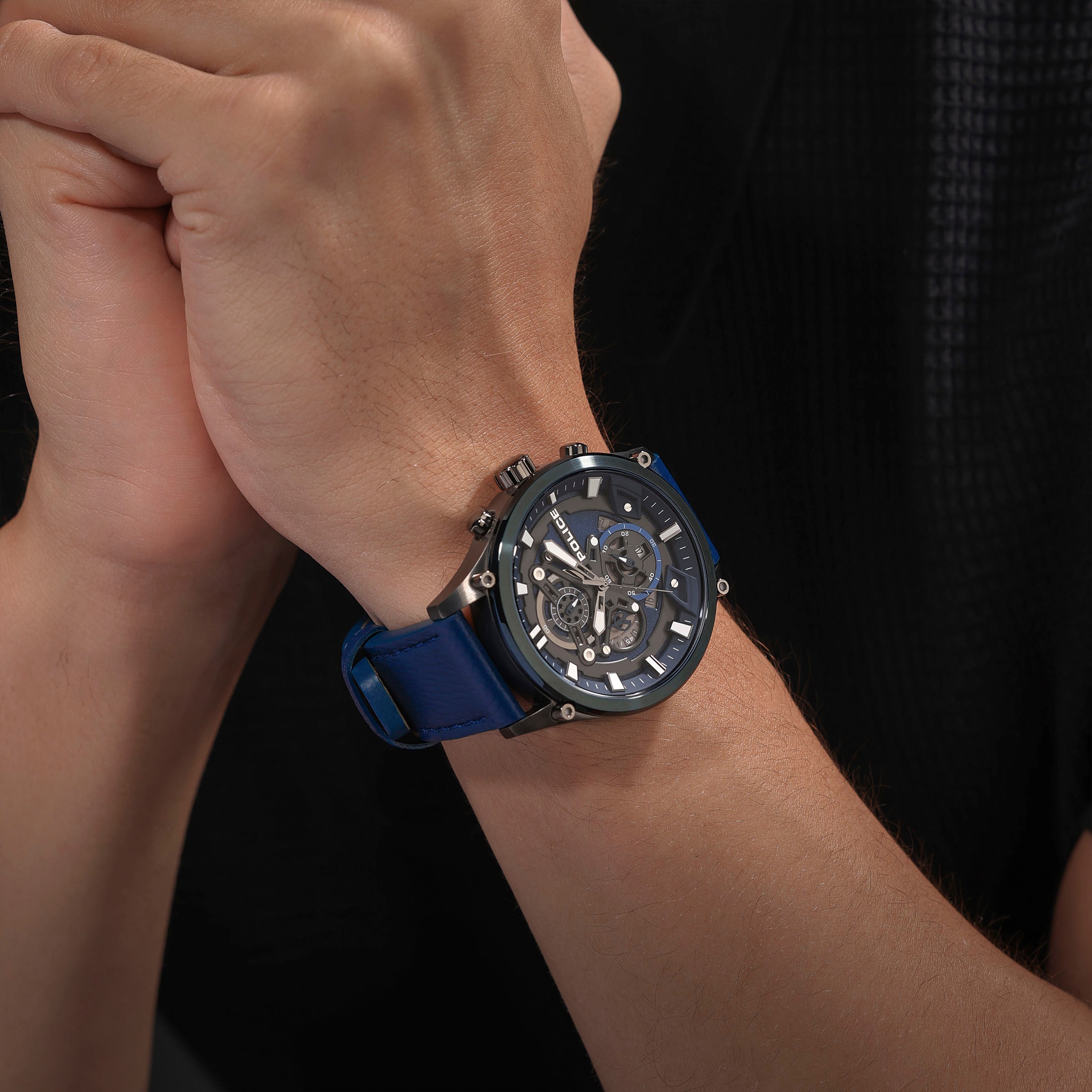 Police Multifunktionsuhr »WADDEN«, Quarzuhr, Armbanduhr, Herrenuhr, Lederarmband, analog