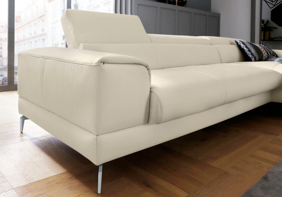 W.SCHILLIG Ecksofa »piedroo, Designsofa mit tollem Sitzkomfort, bequem und elegant, L-Form«, Kopfteilverstellung, wahlweise mit Sitztiefenverstellung, Breite 343cm