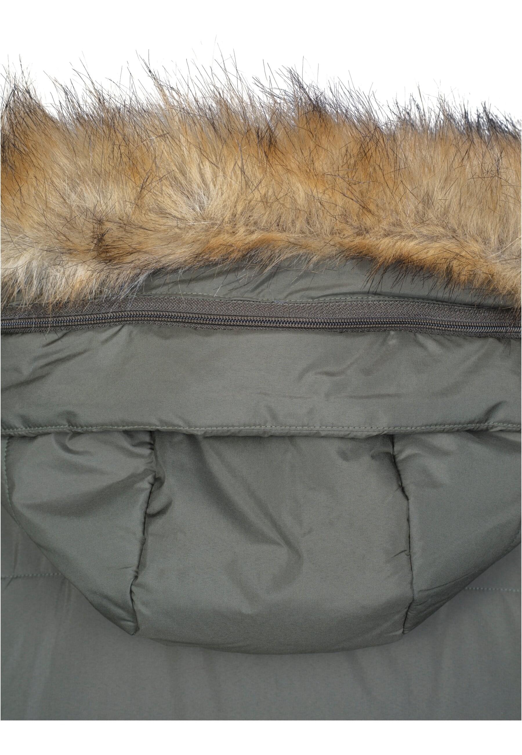 URBAN CLASSICS Winterjacke »Urban Classics Damen Ladies Oversize Faux Fur Puffer Coat« 1 Stk. tlg. mit Kapuze