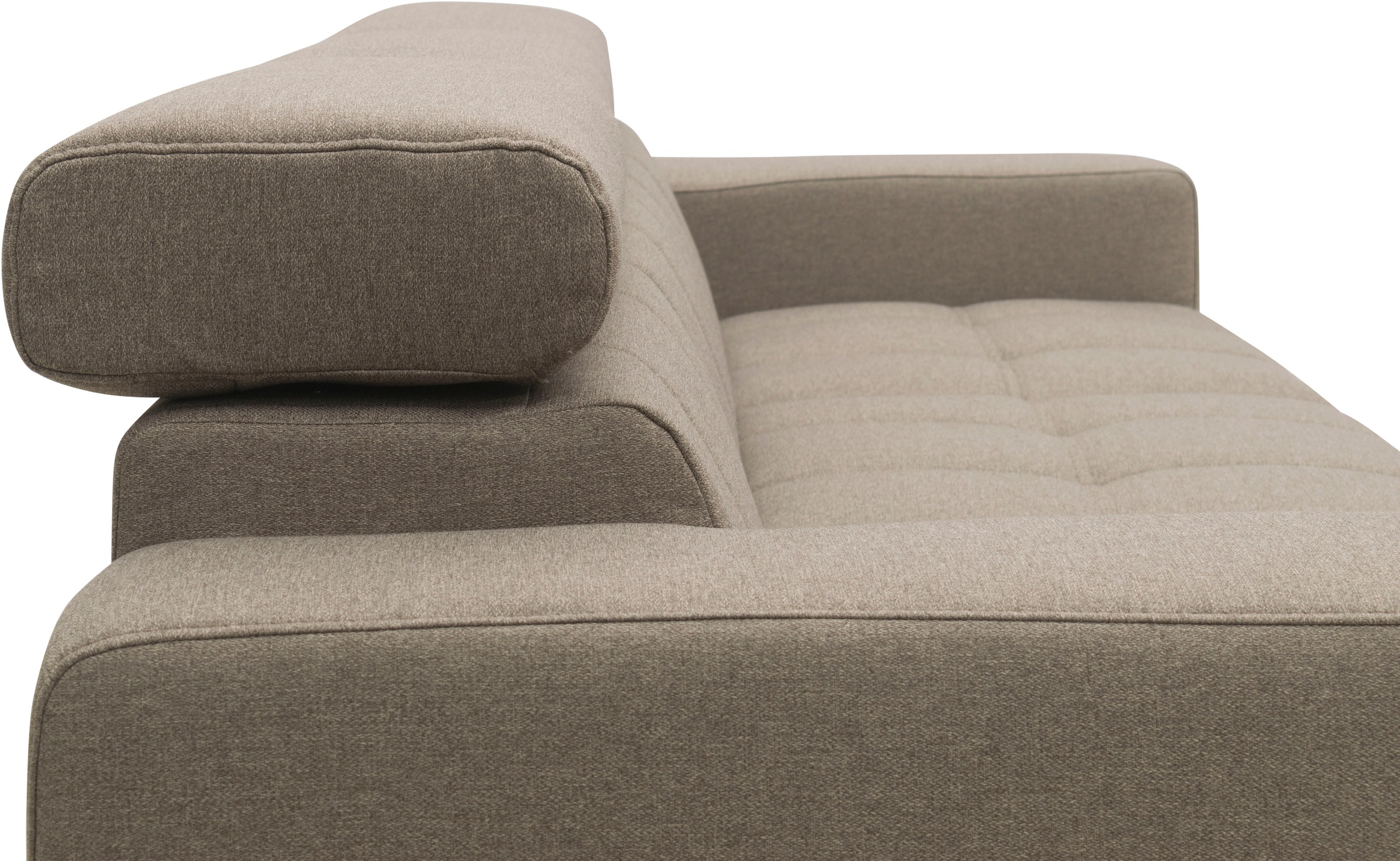 DOMO collection Ecksofa »Trento L-Form, mit Kufenfuß oder Einzelfuß«, wahlweise mit Kopfteilverstellung, Recamiere links/rechts bestellbar