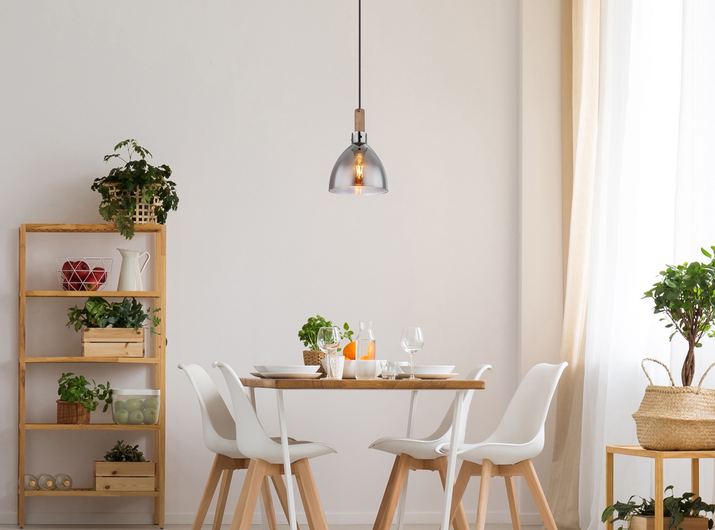 GLOBO LIGHTING Hängeleuchte »MATTEA«, Leuchtmittel E27 | ohne Leuchtmittel, Hänelampe/Pendelleuchte/Glas rauchfarben/Wohnzimmer/Esszimmer