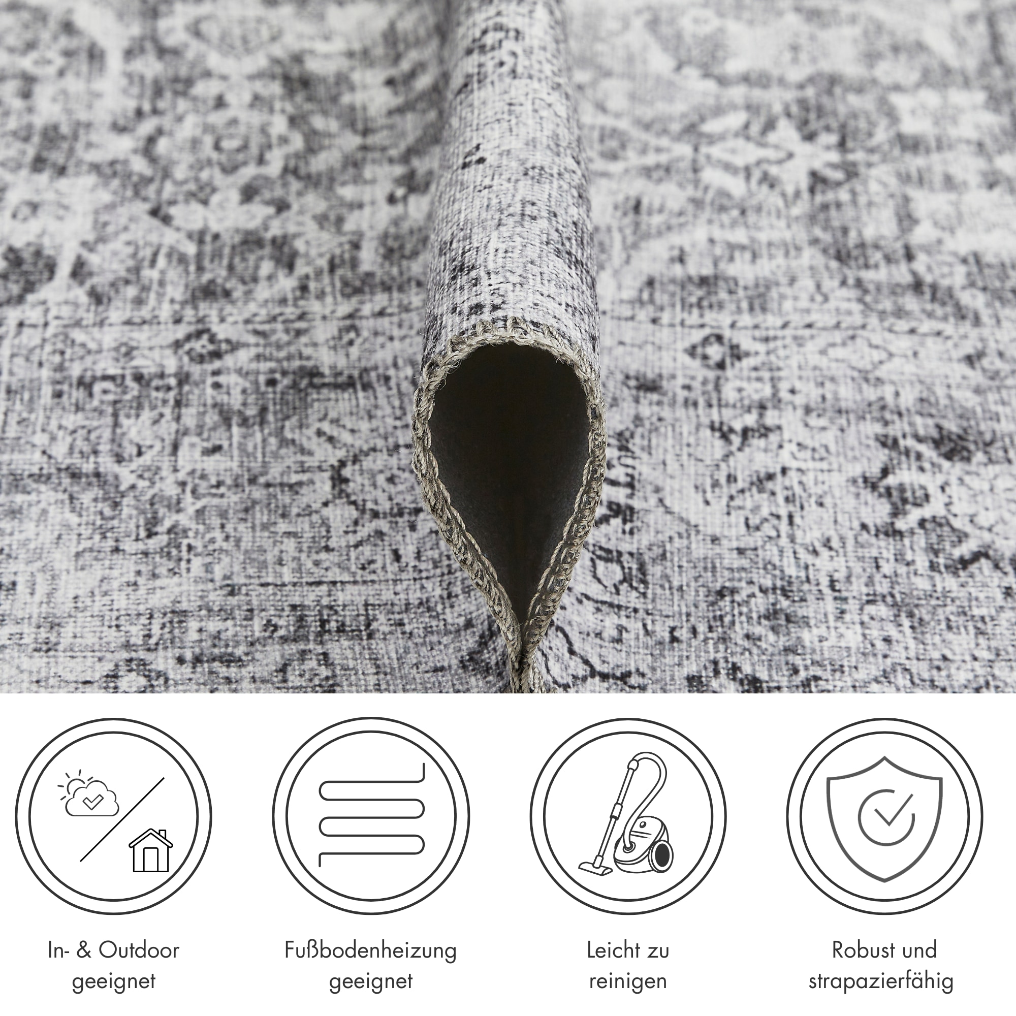 LUXOR living Teppich »Lago«, rechteckig, 6 mm Höhe, faltbarer Teppich, modernes Design, waschbar, In- und Outdoor geeignet