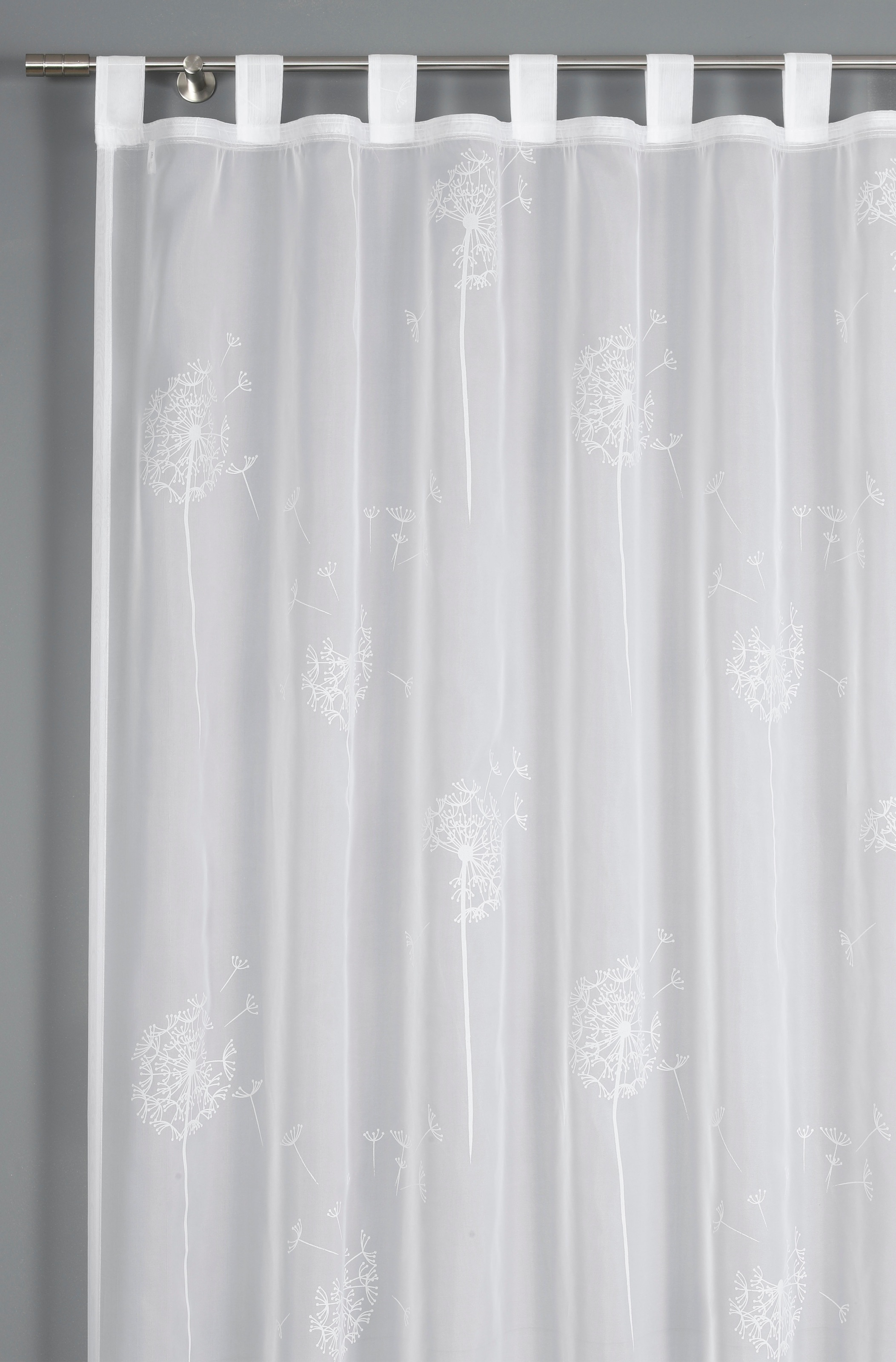Gardine »Schal Voile mit Flockprint Pusteblume«, (1 St.), mit Schlaufen günstig online kaufen