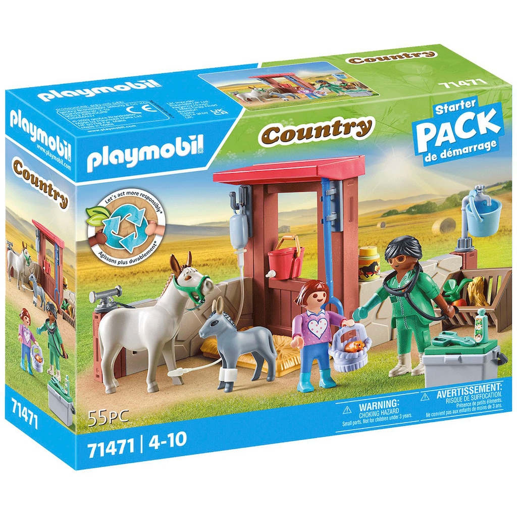 Playmobil® Konstruktions-Spielset »Tierarzteinsatz bei den Eseln (71471), Country«, (55 St.)