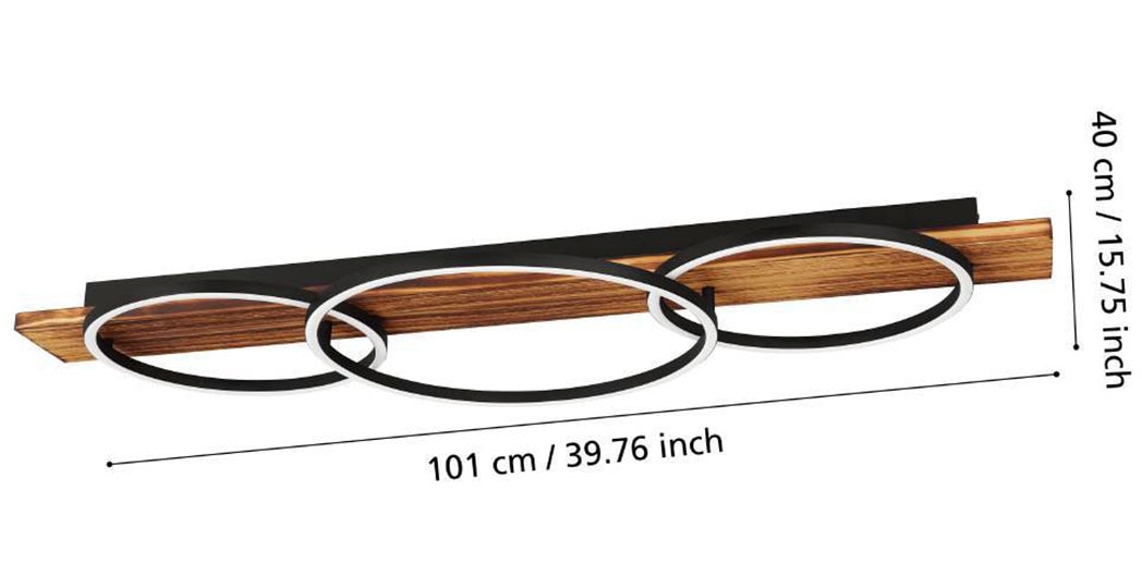 EGLO Deckenleuchte »BOYAL«, 3 flammig, Leuchtmittel LED-Modul | LED fest integriert, Deckenlampe Vintage, Flurlampe Decke in Schwarz, Braun, Weiß, L 101 cm