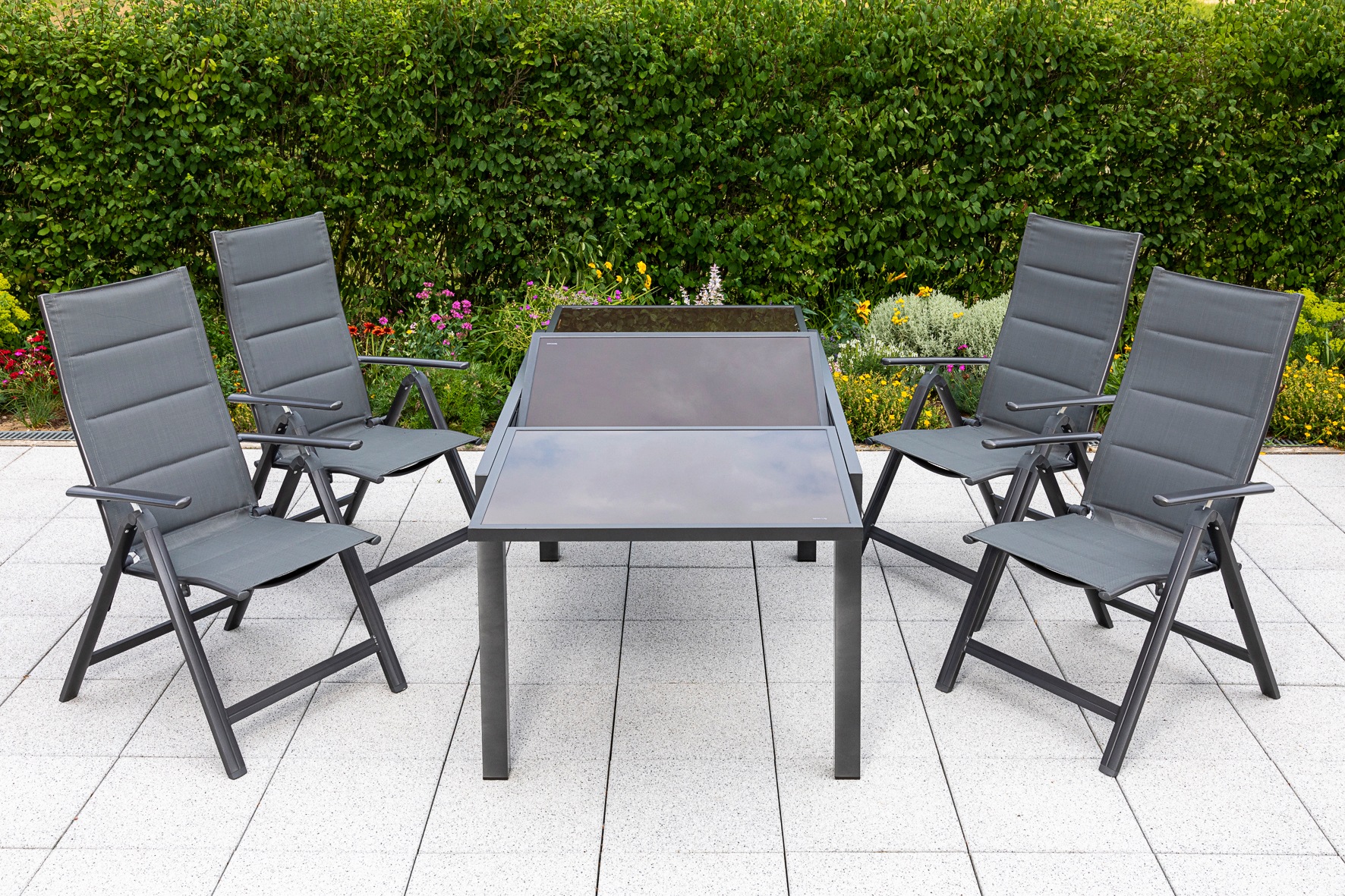 MERXX Garten-Essgruppe »Taviano« Set, 5 Stk. tlg. 4 Klappsessel, 5-fach ver günstig online kaufen