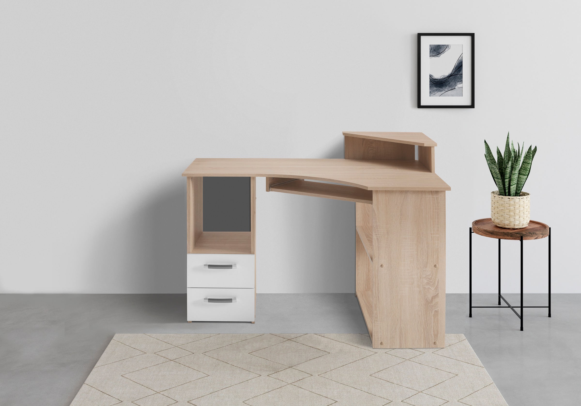 VOGL Möbelfabrik Schreibtisch »Sam«, in 2 Größen, mit Tastaturauszug & Monitoraufsatz, opt. Towerfach