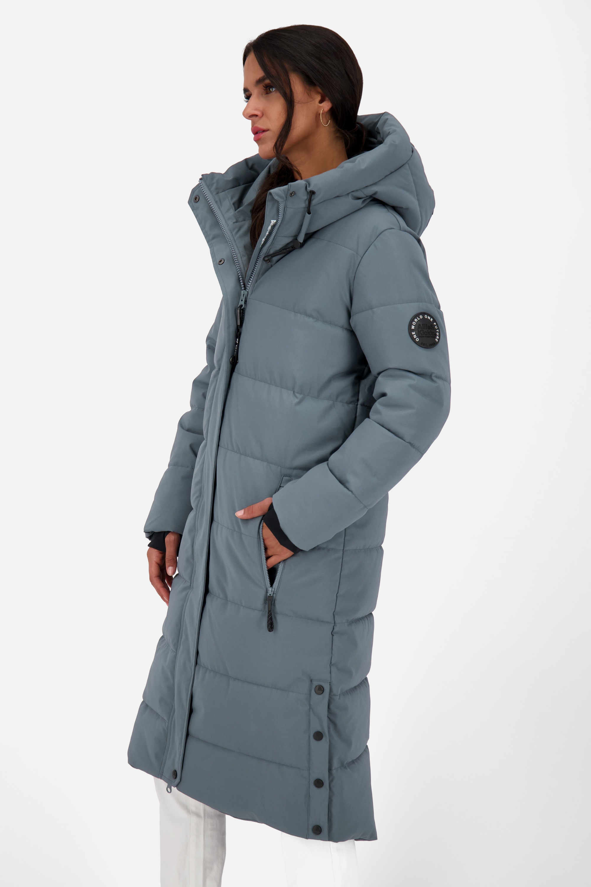 Alife & Kickin Steppjacke »Damen KatiaAK A«, mit Kapuze, Langer Wintermantel mit großer Kapuze und regulierbarer Beinfreiheit