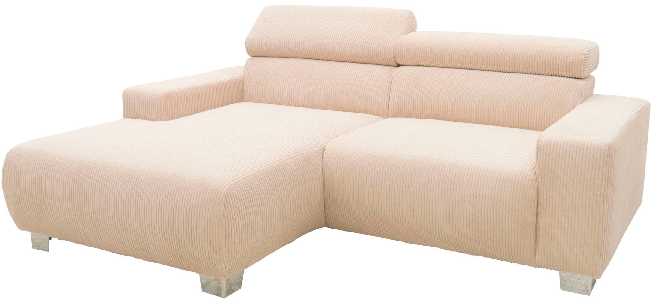 DOMO collection Ecksofa »100030 inkl. Kopfteilverstellung, guter Sitzkomfort, Cordbezug, L-Form«, mit komfortabler Wellenunterfederung, ideal für kleine Räume