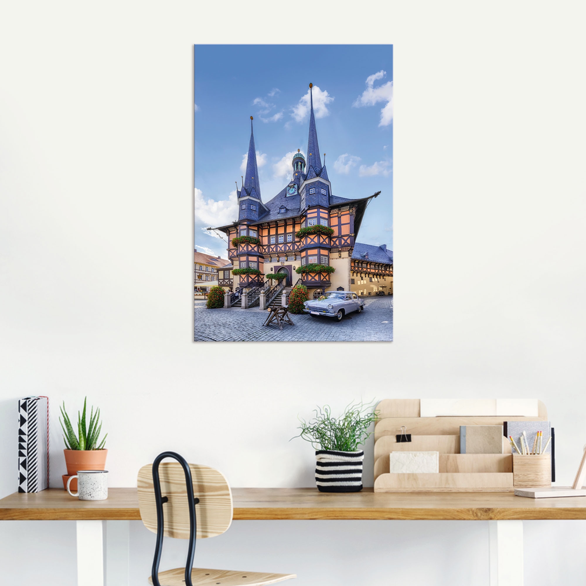 Artland Wandbild »Rathaus Wernigerode, Fachwerkhaus«, Deutschland, (1 St.), als Alubild, Leinwandbild, Wandaufkleber oder Poster in versch. Größen