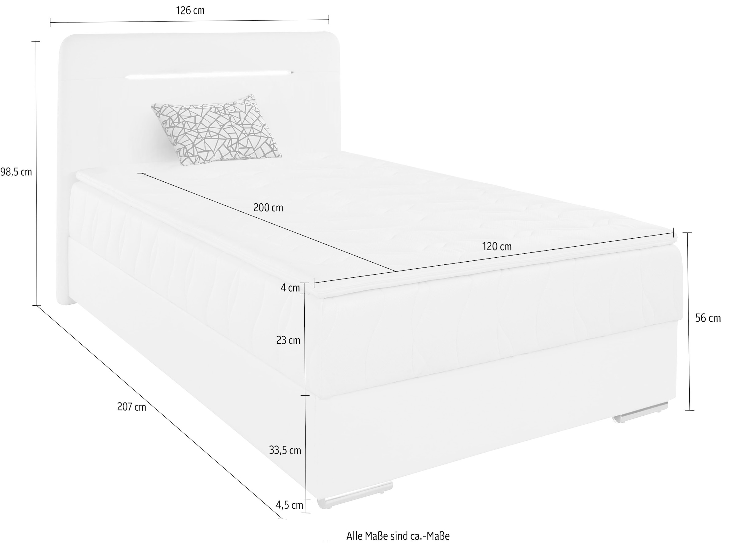 COTTA Boxbett »Lighstar«, inklusive LED-Beleuchtung, Topper, Bettkasten und Zierkissen