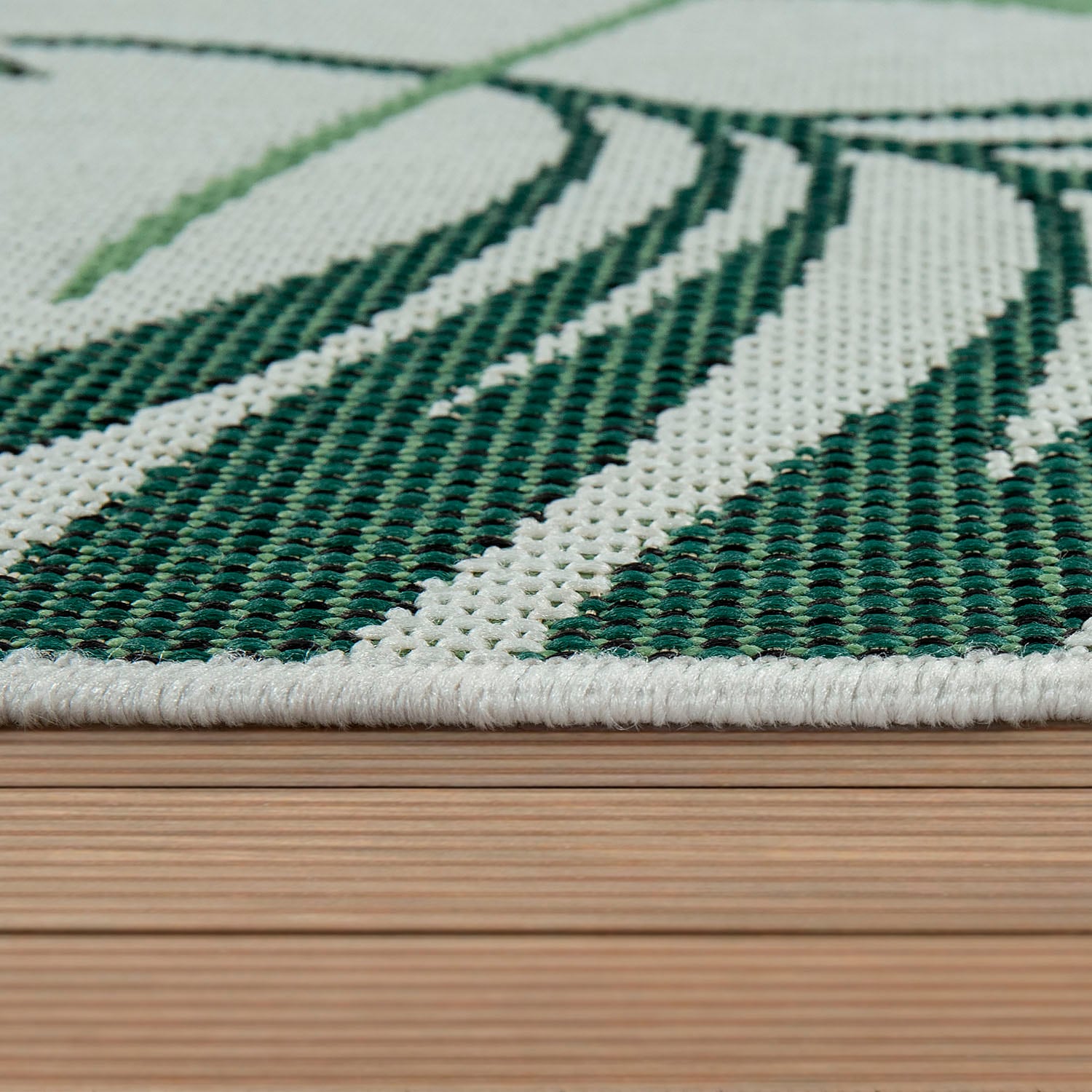 Paco Home Teppich »Ostende geeignet, bestellen bequem Flachgewebe, schnell und und In- Motiv Palmenblätter, Wohnzimmer 534«, Outdoor rechteckig