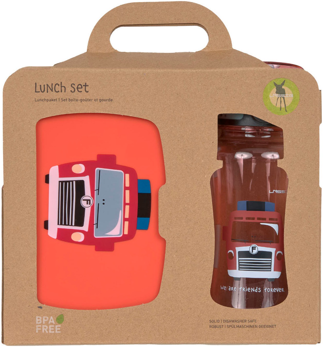 LÄSSIG Lunchbox »Tiny Drivers, Fire Engine«, (Set, 2 tlg.), mit Trinkflasche