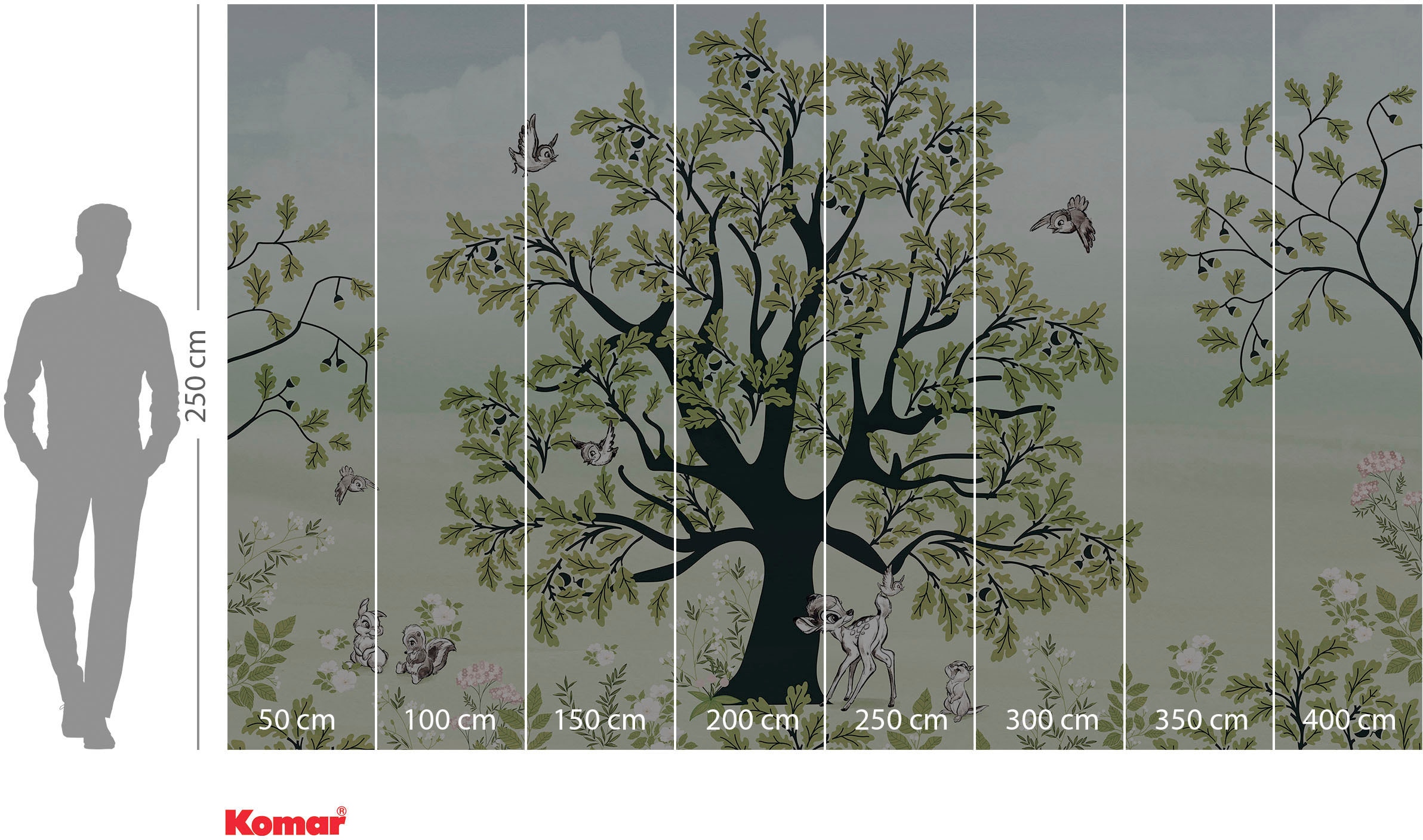 Komar Fototapete »Digitaldruck Vlies - Bambi Forest Friends - Größe 400 x 250 cm«, bedruckt, Kinderzimmer