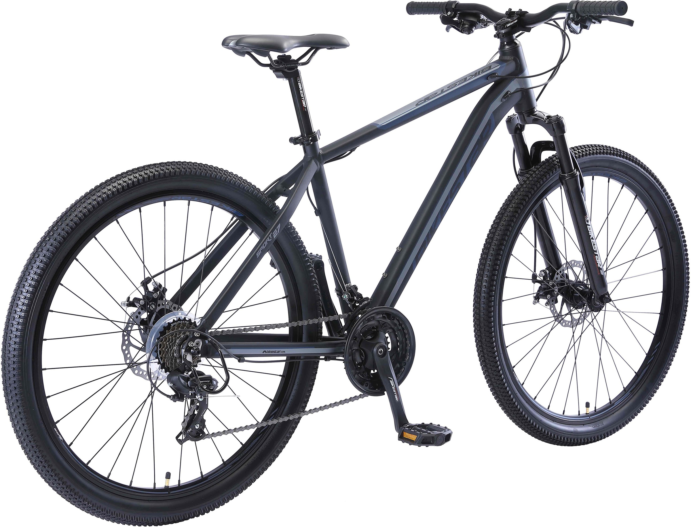 Bikestar Mountainbike, 21 Gang, Shimano, RD-TY300 Schaltwerk, Kettenschaltung, für Damen und Herren, Kettenschaltung