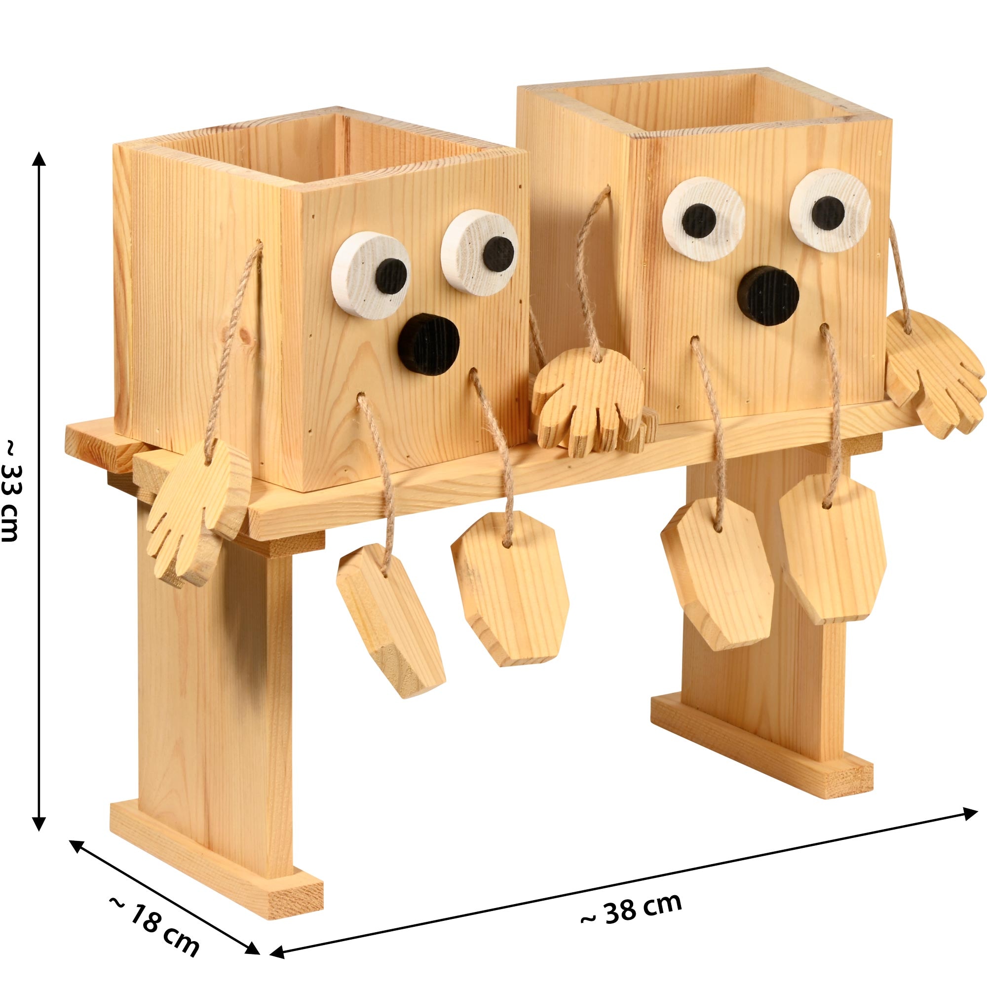 dobar green label Blumentopf »Kräuterschwestern "Laura & Lisa"« Maße des Blumentopf-Sets: ca. 38 x 13 x 33 cm (L x B x H)