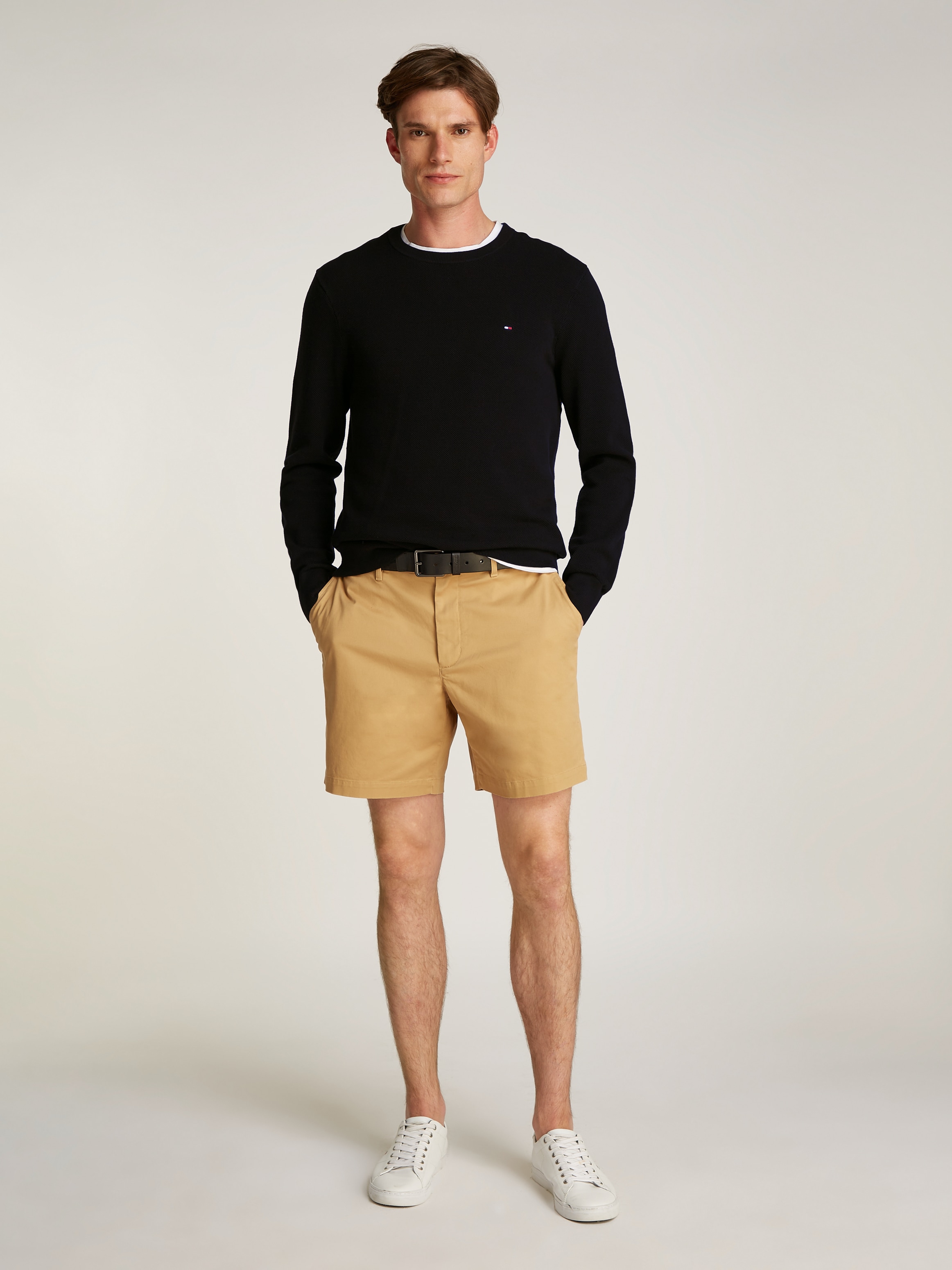 Tommy Hilfiger Rundhalspullover »ESSENTIAL STRUCTURE CREW NECK mit Struktur und Label«, unifarben, casual, regular fit, Baumwolle, Rundhals