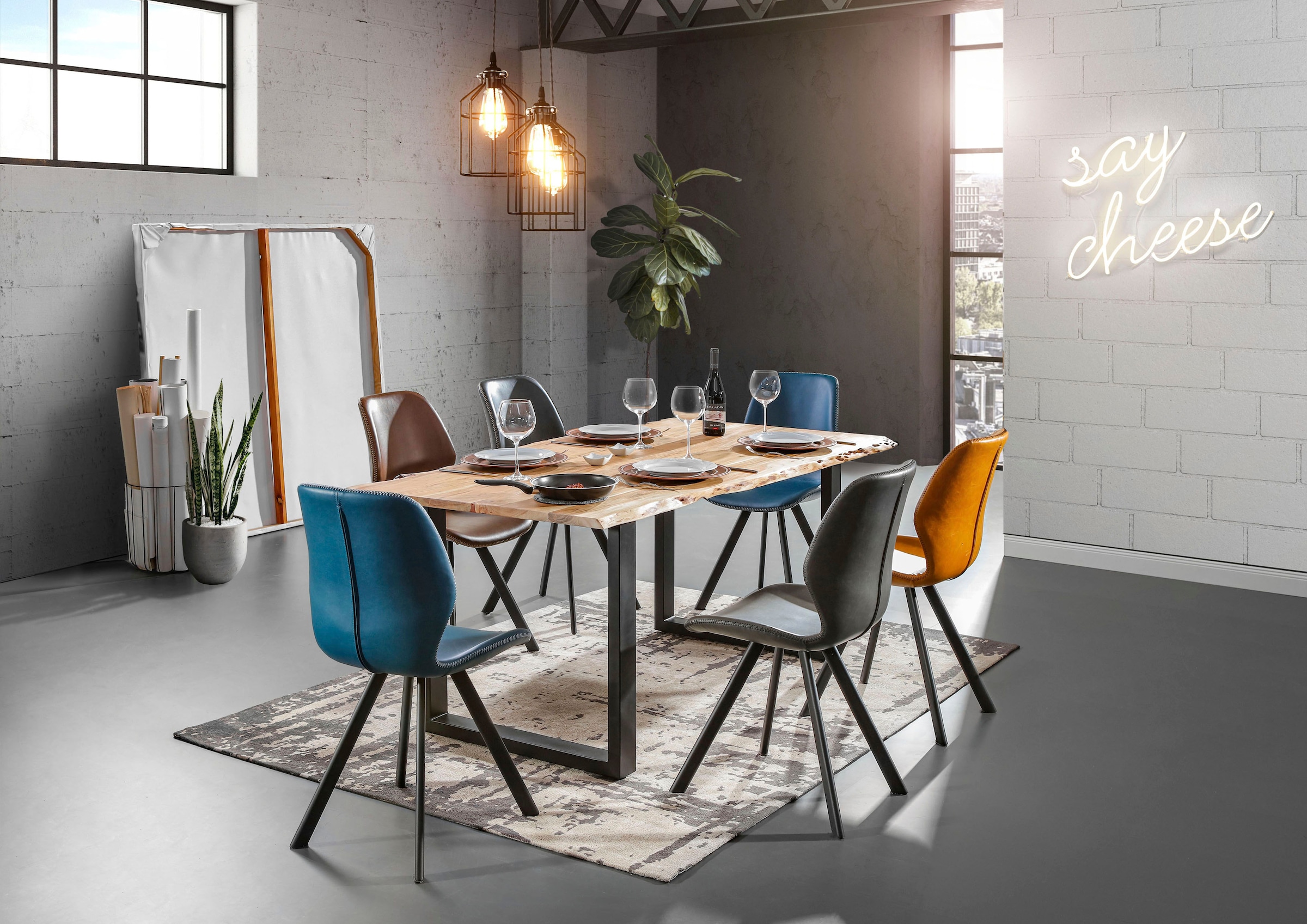 Gutmann Factory Esszimmerstuhl »Chill«, (Set), 2 St., Kunstleder, mit markanter Zick-Zack-Naht