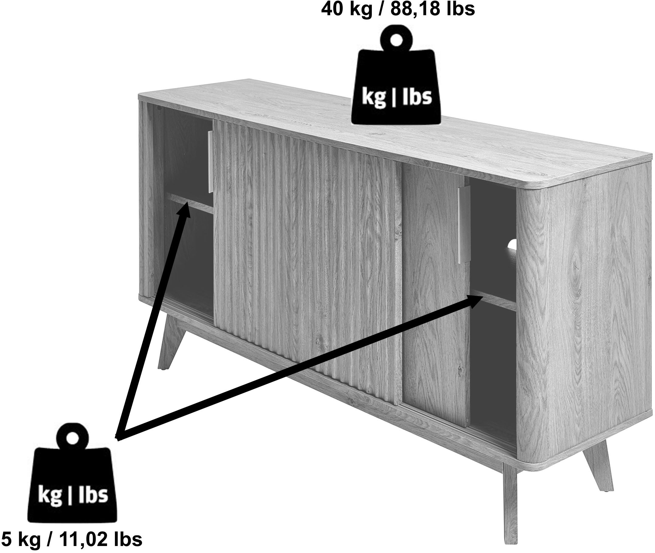 Jahnke Sideboard »WAVE SBS 145«, (1 St.), Retro-Stil, mit 2 Schiebetüren, ca. 148 cm