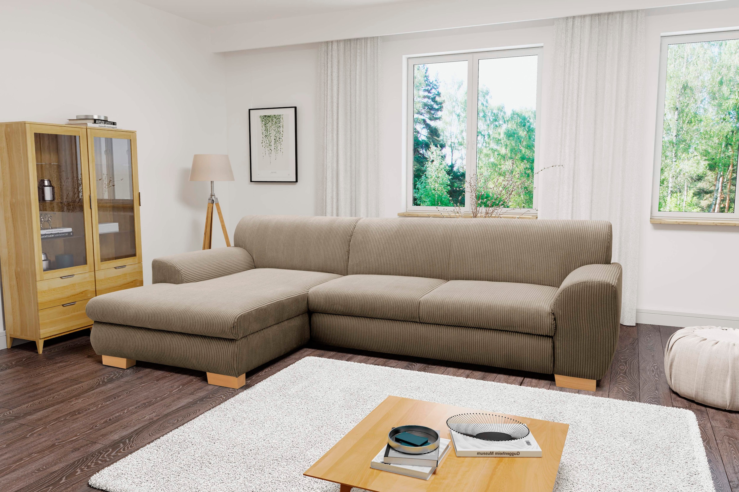 Home affaire Ecksofa »Nika zeitlos und elegant, L-Form« wahlweise mit Bettf günstig online kaufen