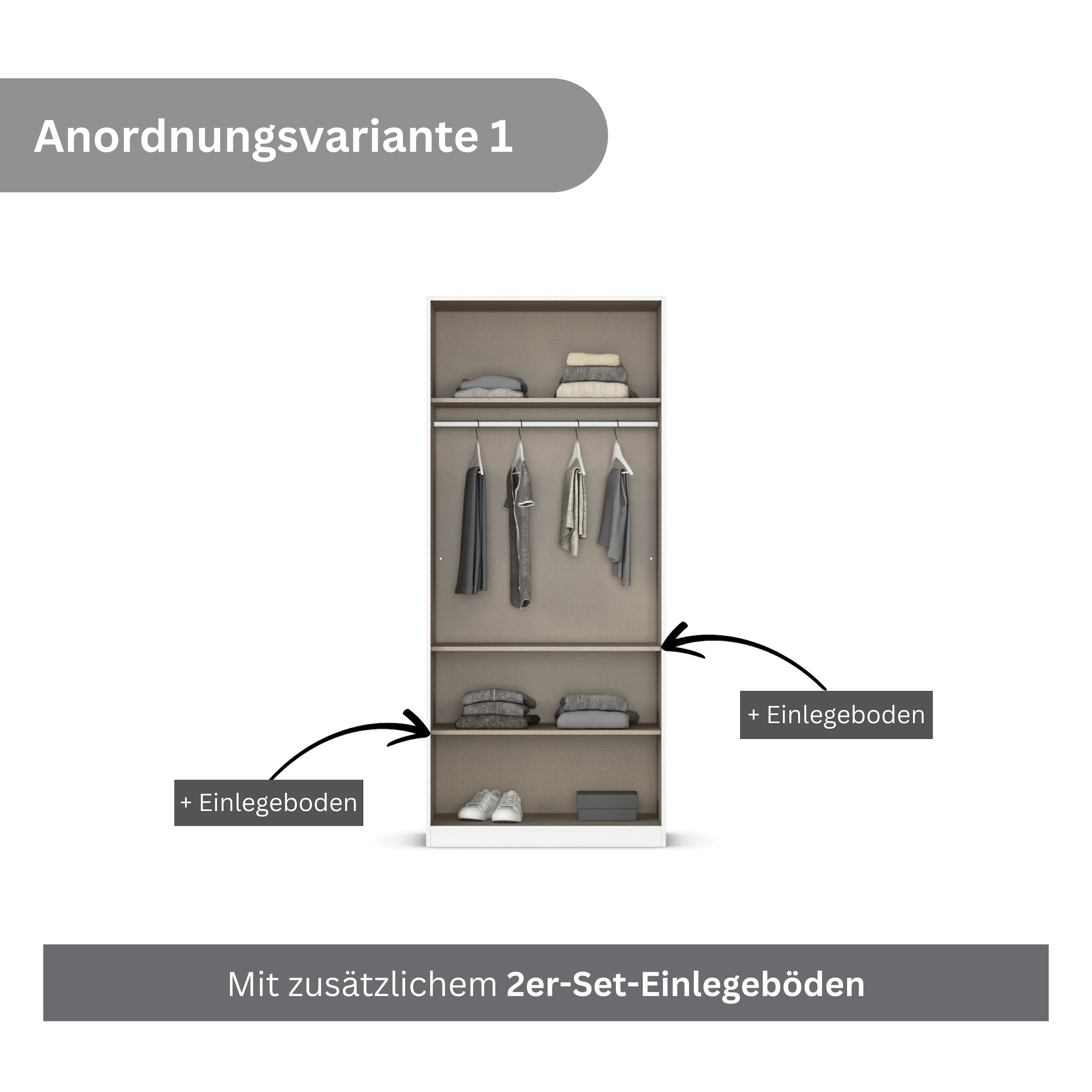 rauch Drehtürenschrank »Kleiderschrank Schrank Garderobe AGORDO mit Dekor- oder Hochglanzfront«, (in zwei Griff-Farben), durchdachte Innenausstattung, in 6 Breiten und 2 Höhen MADE IN GERMANY