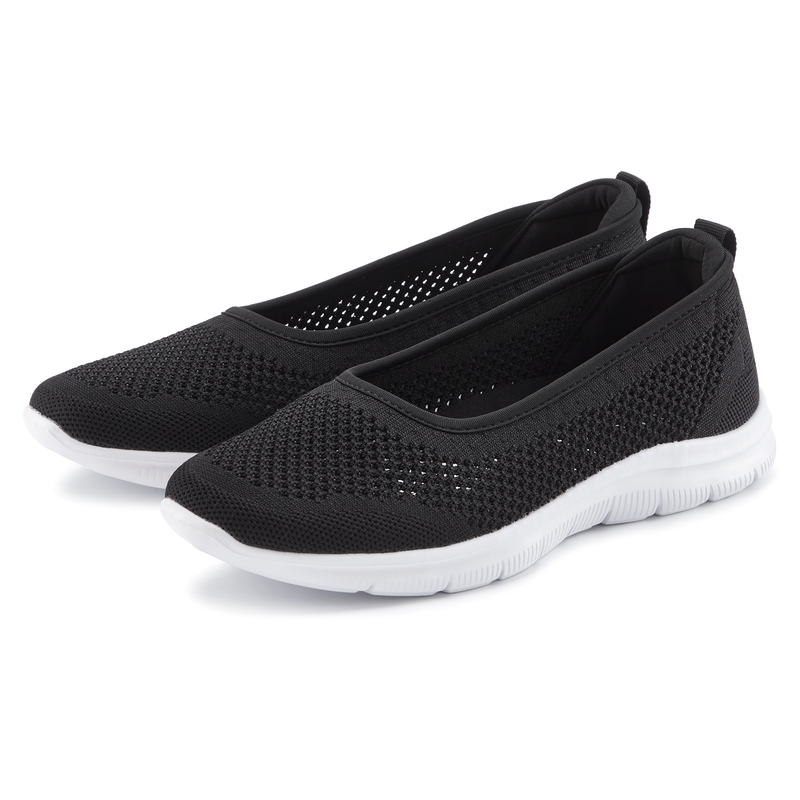 LASCANA Sneaker Ballerinas ultraleichter Slipper, Freizeitschuh zum Reinschlüpfen VEGAN schwarz 37 37 Textilschuhe, Stoffschuhe - besonders leicht...