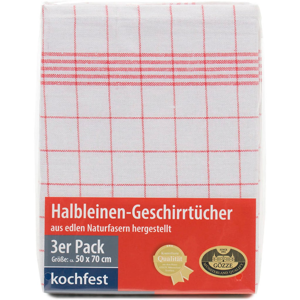 Gözze Geschirrtuch »Halbleinen Geschirrtuch, Des. 60152«, (Set, 3 tlg.)
