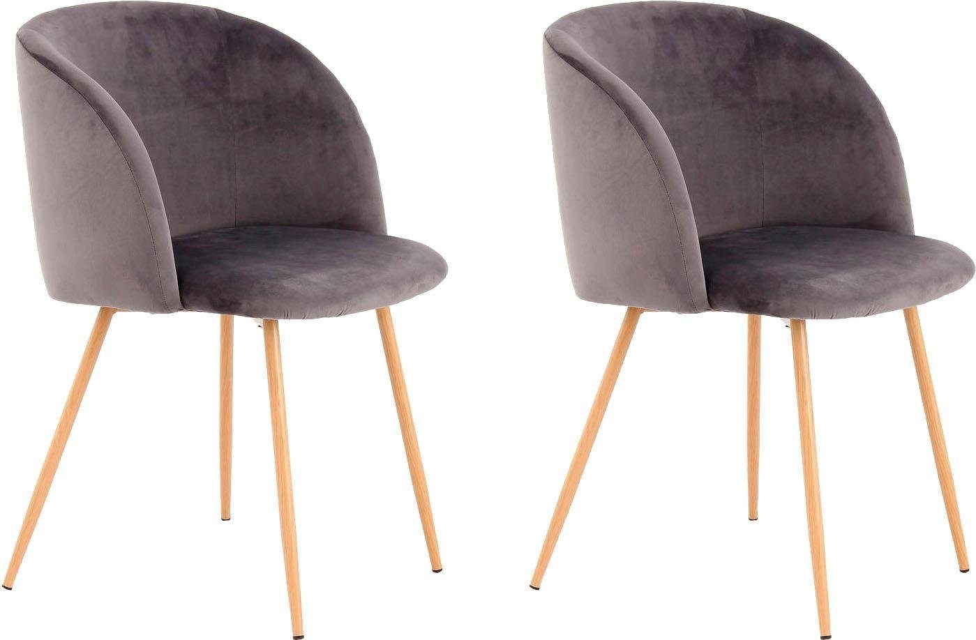 Kayoom Polsterstuhl »Stuhl Celina 110 2er-Set Grau,samtweicher Bezug in mod günstig online kaufen