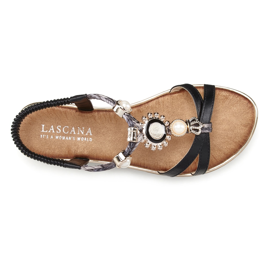 LASCANA Sandale, mit edler Verzierung und elastischem Riemen