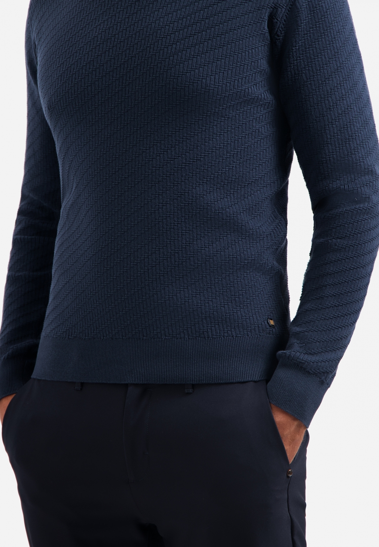 NO EXCESS V-Ausschnitt-Pullover »No Excess Pullover mit diagonaler Strickstruktur«
