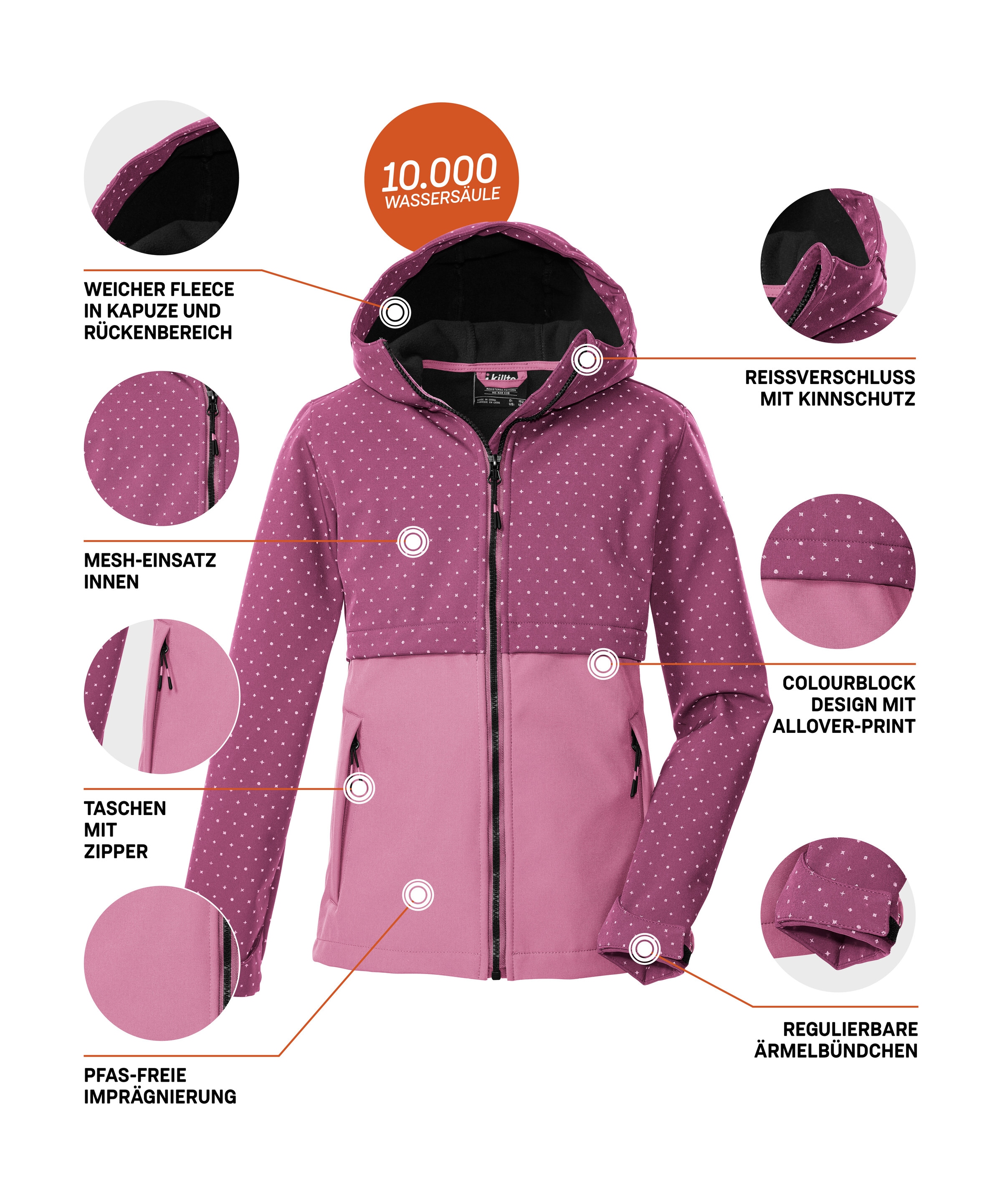 Killtec Softshelljacke »KOW 227 GRLS SFTSHLL JCKT« Softshelljacke für Kids: wind- und wasserabweisend, reflektierend