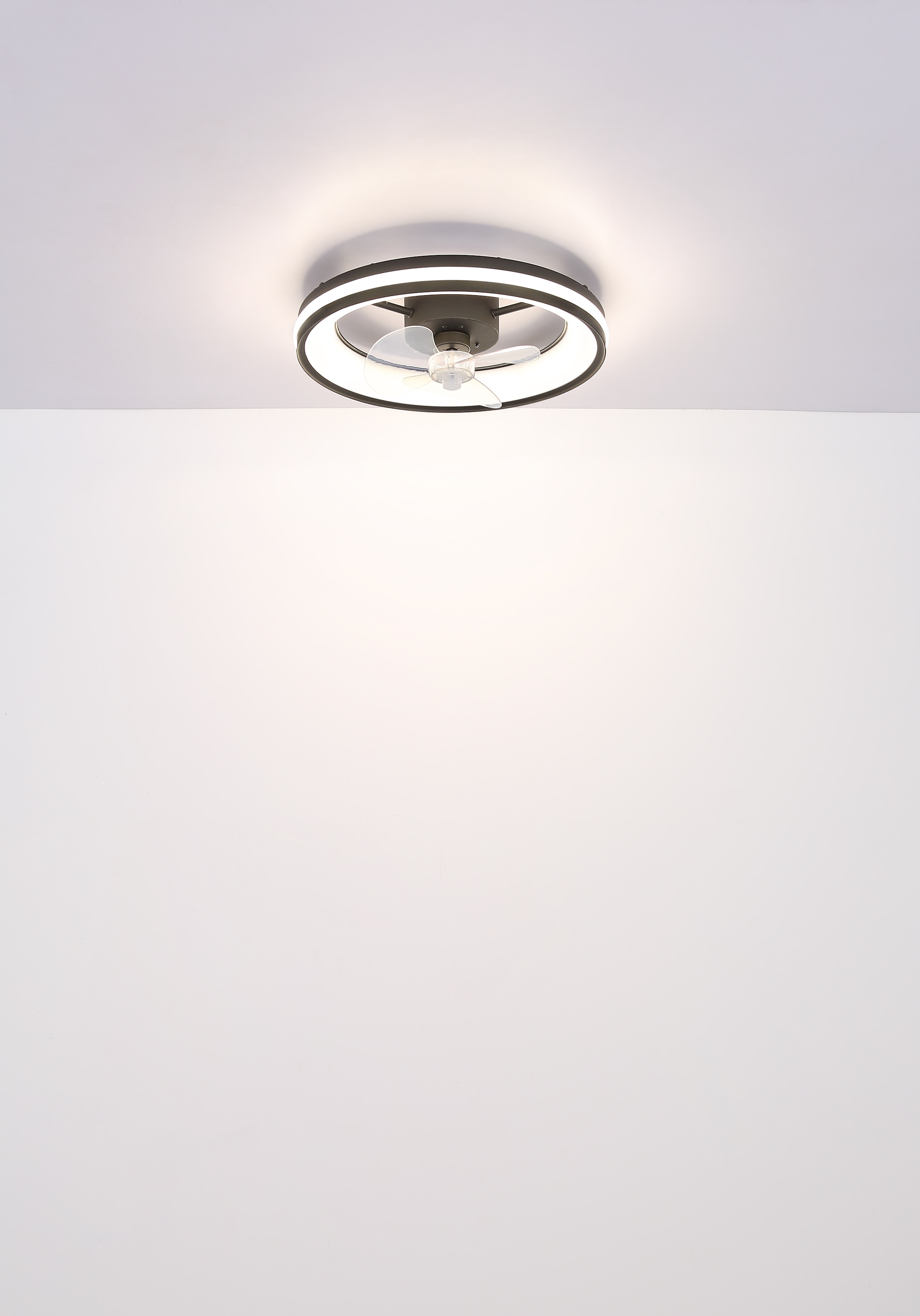 GLOBO LIGHTING Deckenleuchte »GATIAN«, Leuchtmittel LED-Modul | LED fest integriert, Ventilator/ Büro / Wohnbereich / Schlafzimmer / schwarz / rund