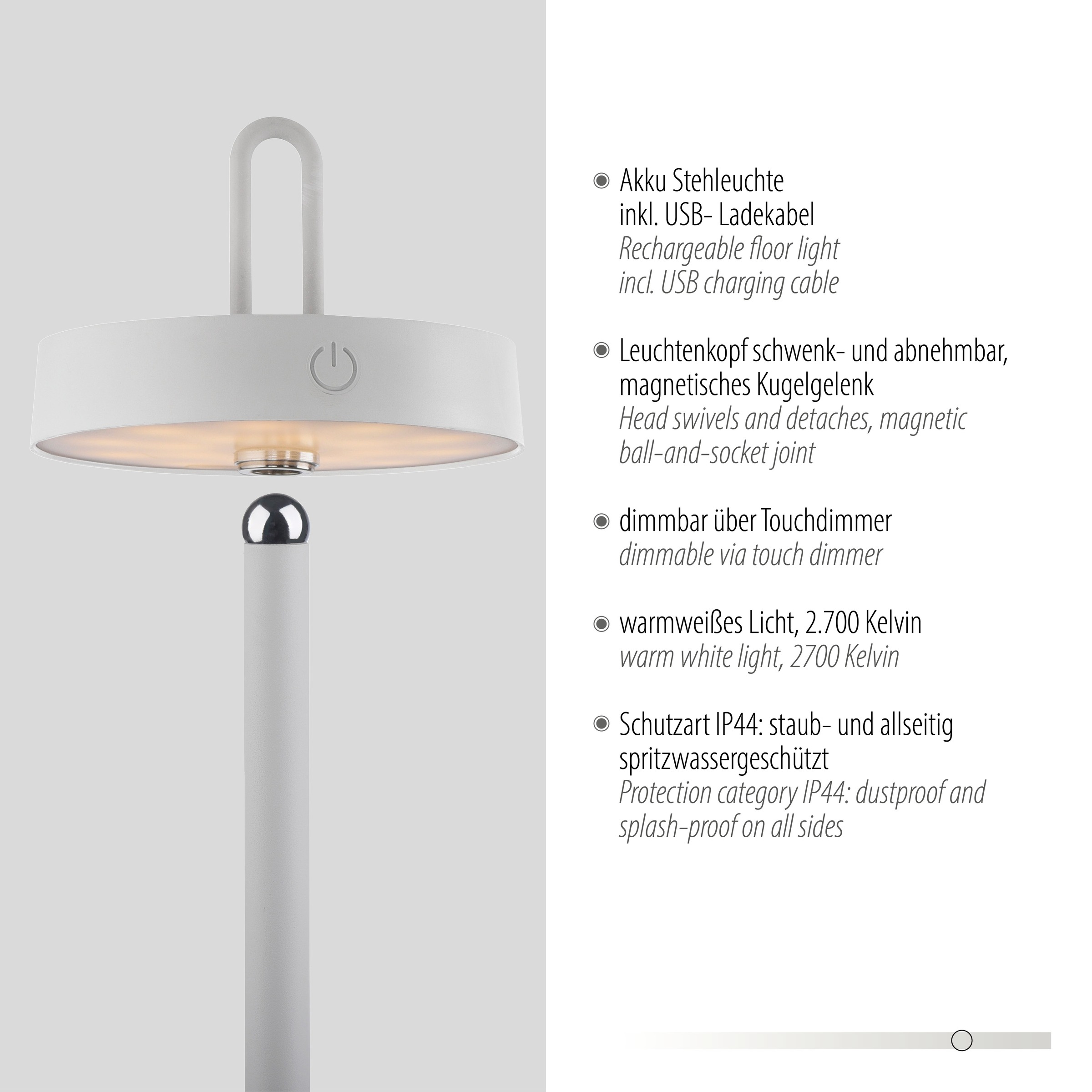 JUST LIGHT Stehlampe »AMAG«, 1 flammig, Leuchtmittel LED-Modul | LED fest integriert, Akkuleuchte