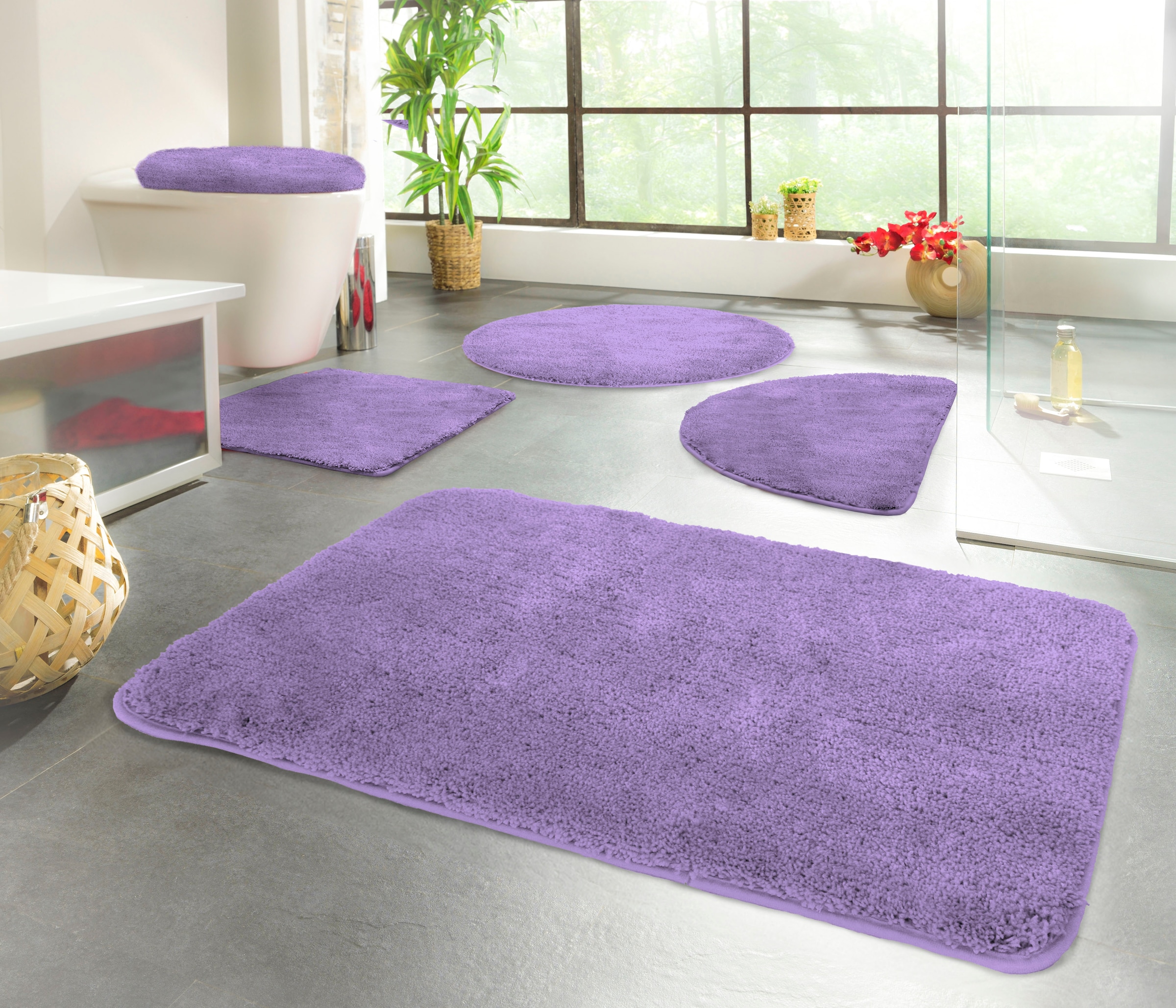 KINZLER Badematte »Chaozhou« Höhe 20 mm rutschhemmend beschichtet fußbodenheizungsgeeignet Badteppich, Uni Farben, weich, als rechteckig, rund &...