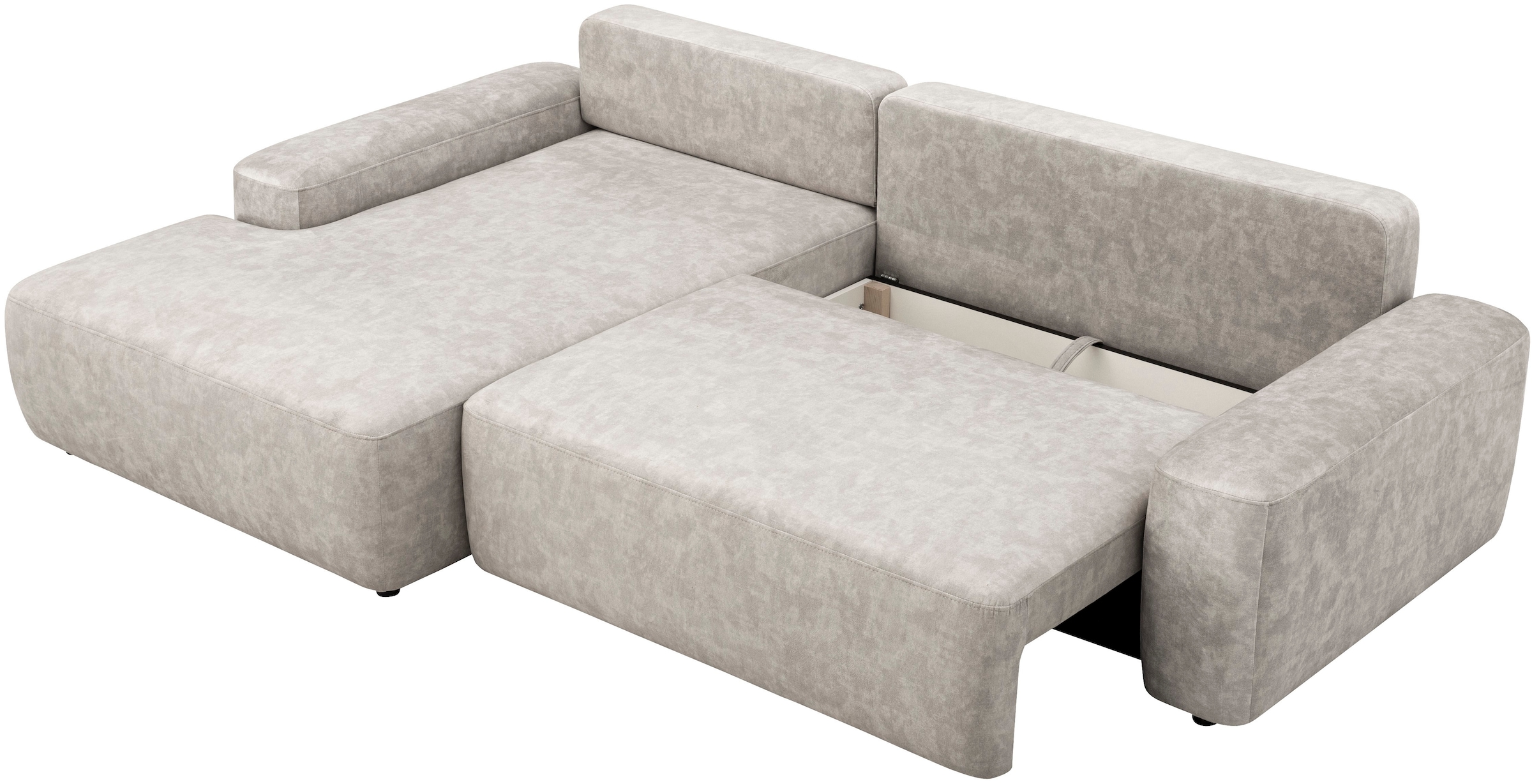INOSIGN Ecksofa »TORGE (264cm), Schlafsofa in Cord, Samtvelours o Struktur fein, L-Form«, Schlaffunktion, Bettkasten, Liegefläche: 125/210 cm