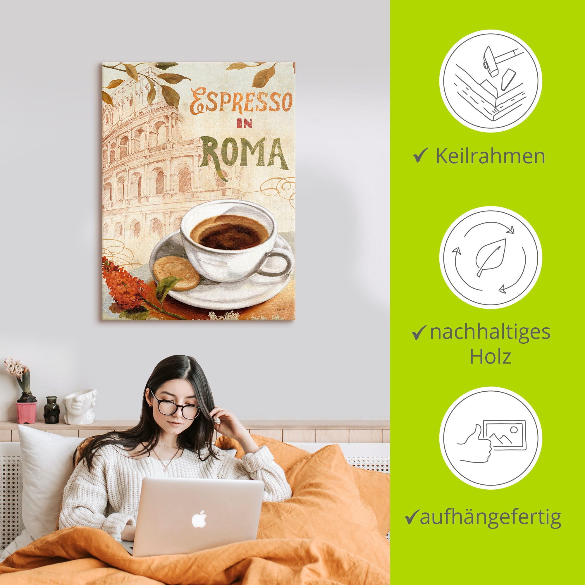 Artland Wandbild »Kaffee in Europa III«, Getränke, (1 St.), als Leinwandbild, Wandaufkleber in verschied. Größen