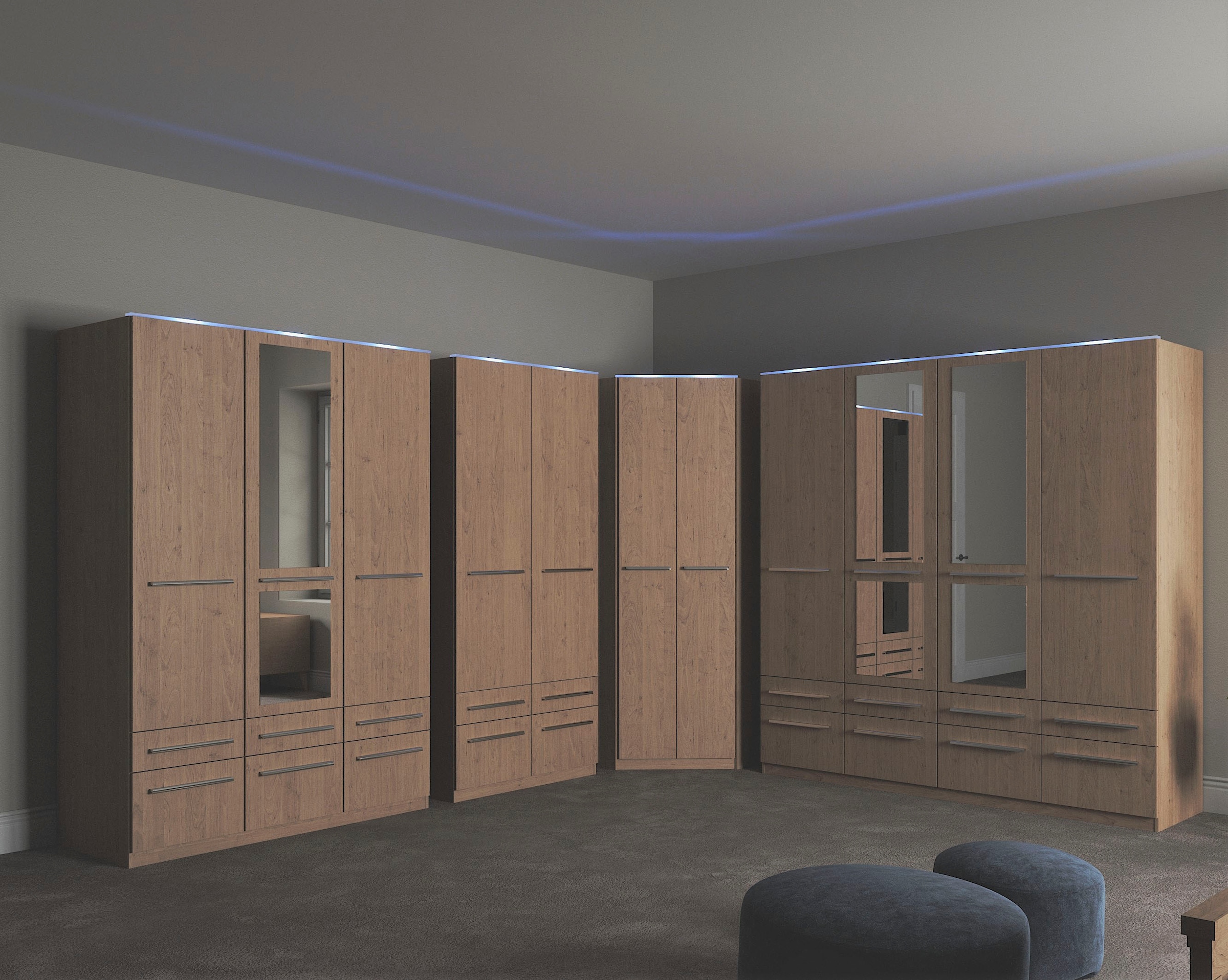 priess Kleiderschrank »Schrank Garderobe Wäscheschrank Barcelona in 5 Breiten«, viel Stauraum, geräumige Schubkästen, mit Spiegel, MADE IN GERMANY