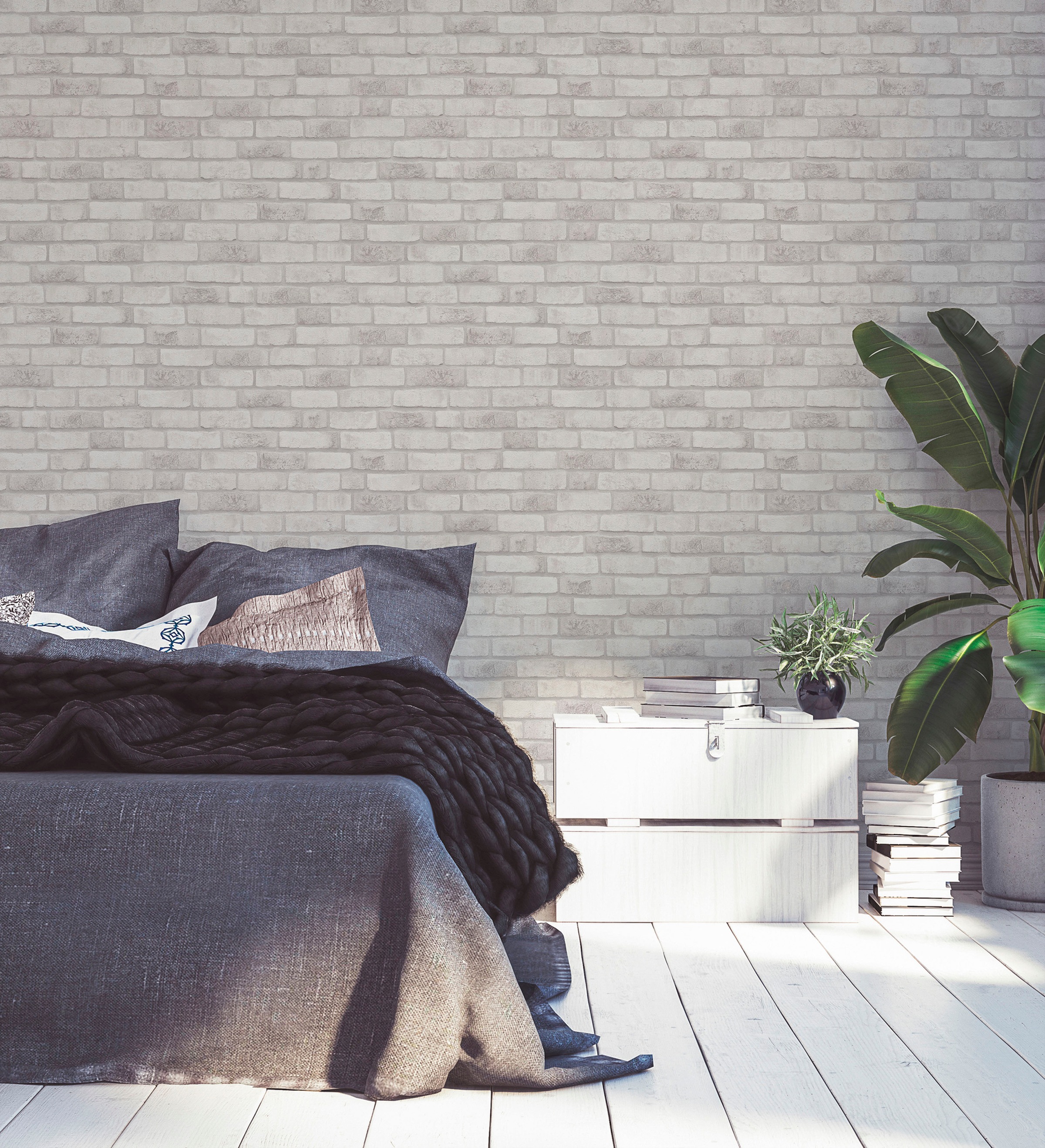 A.S. Création Vliestapete »Bricks & Stones Backstein«, matt-gemustert-neutral, Steintapete Tapeten Wohnzimmer Schlafzimmer Küche modern Design Optik