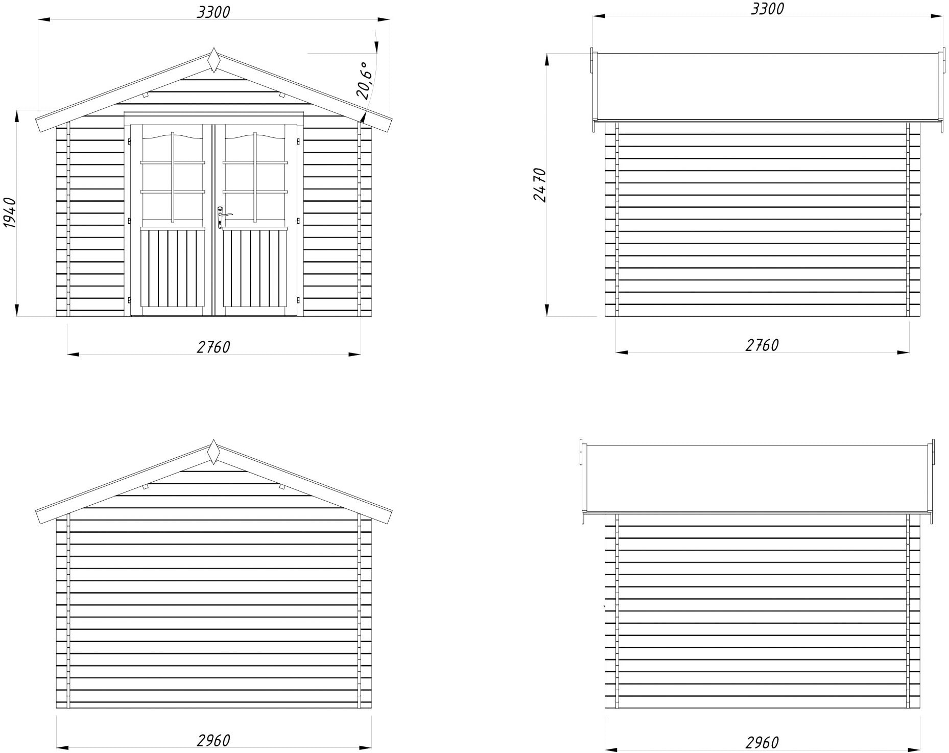 Palmako Gartenhaus »Lotta« verschiedene Farben