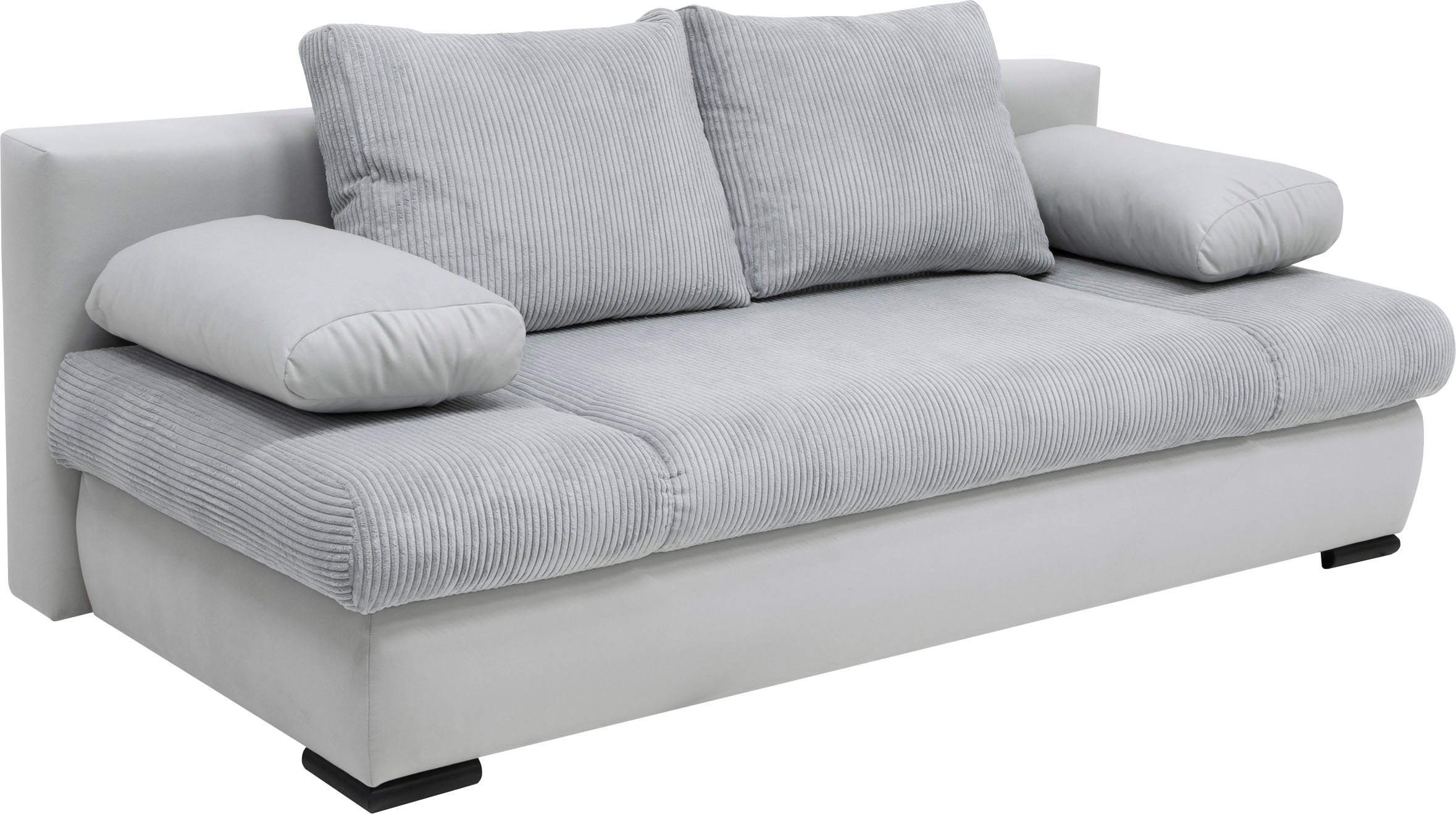 COLLECTION AB Schlafsofa »Chicago mit Bettfunktion, Schlafcouch«, inklusive Bettkasten, Cord-Samt Bezug, hellgrau