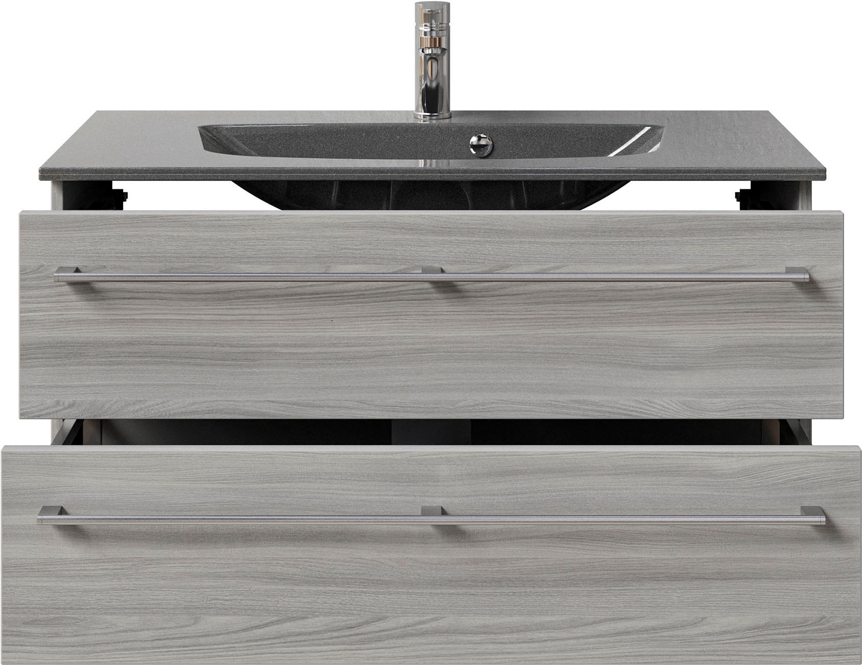 Saphir Waschtisch »Serie 6025 Mineralmarmor-Waschtisch mit Unterschrank, 97 cm breit«, Waschplatz mit 2 Schubladen, hängend, verschiedene Ausführungen