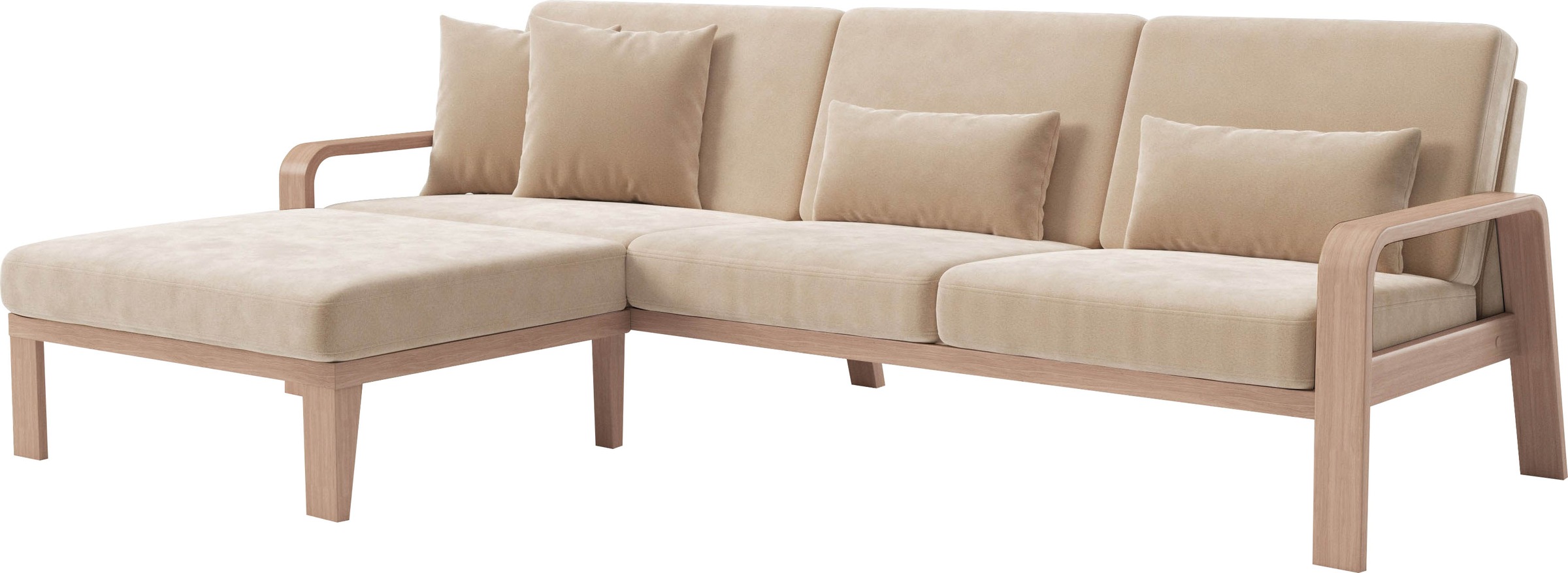 sit&more Ecksofa »Kolding L-Form«, Armlehnen aus Buchenholz in natur, verschiedene Bezüge und Farben