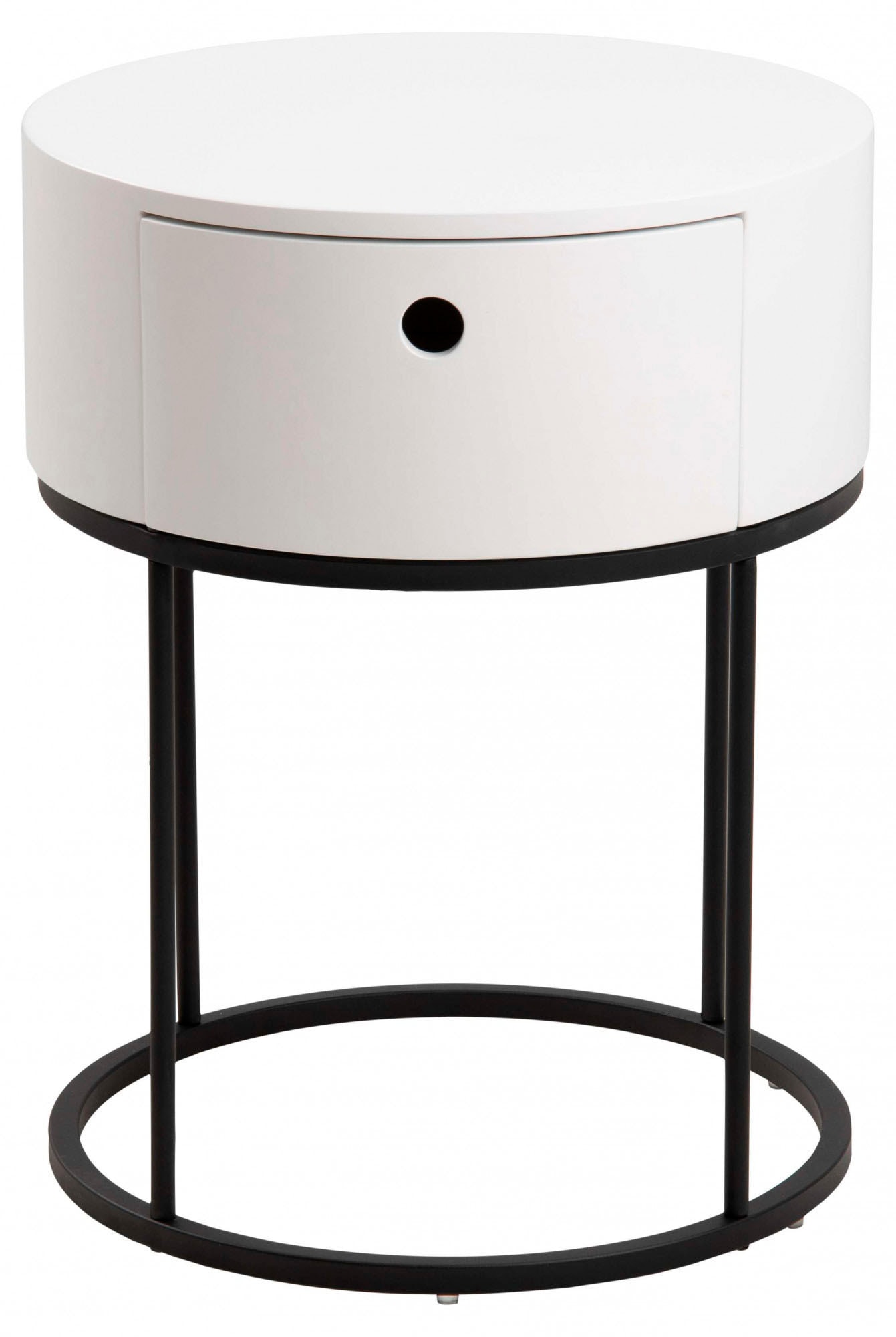 ACTONA GROUP Nachttisch »Polo«, (1 St.), Nachttisch in Weiss oder Schwarz, rund, Ø 40 cm, mit 1 Schublade