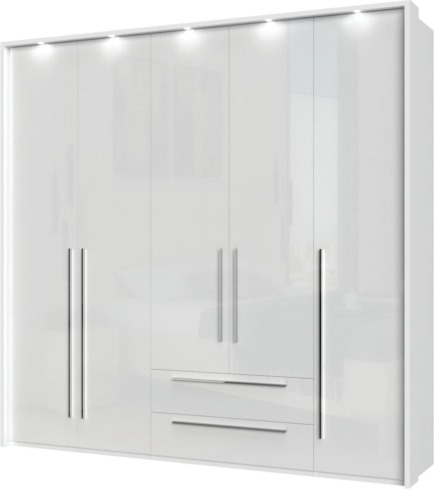 Places of Style Drehtürenschrank »Piano«, weiß, verschiedene Breiten mit 2 Schubladen, inklusive Beleuchtung
