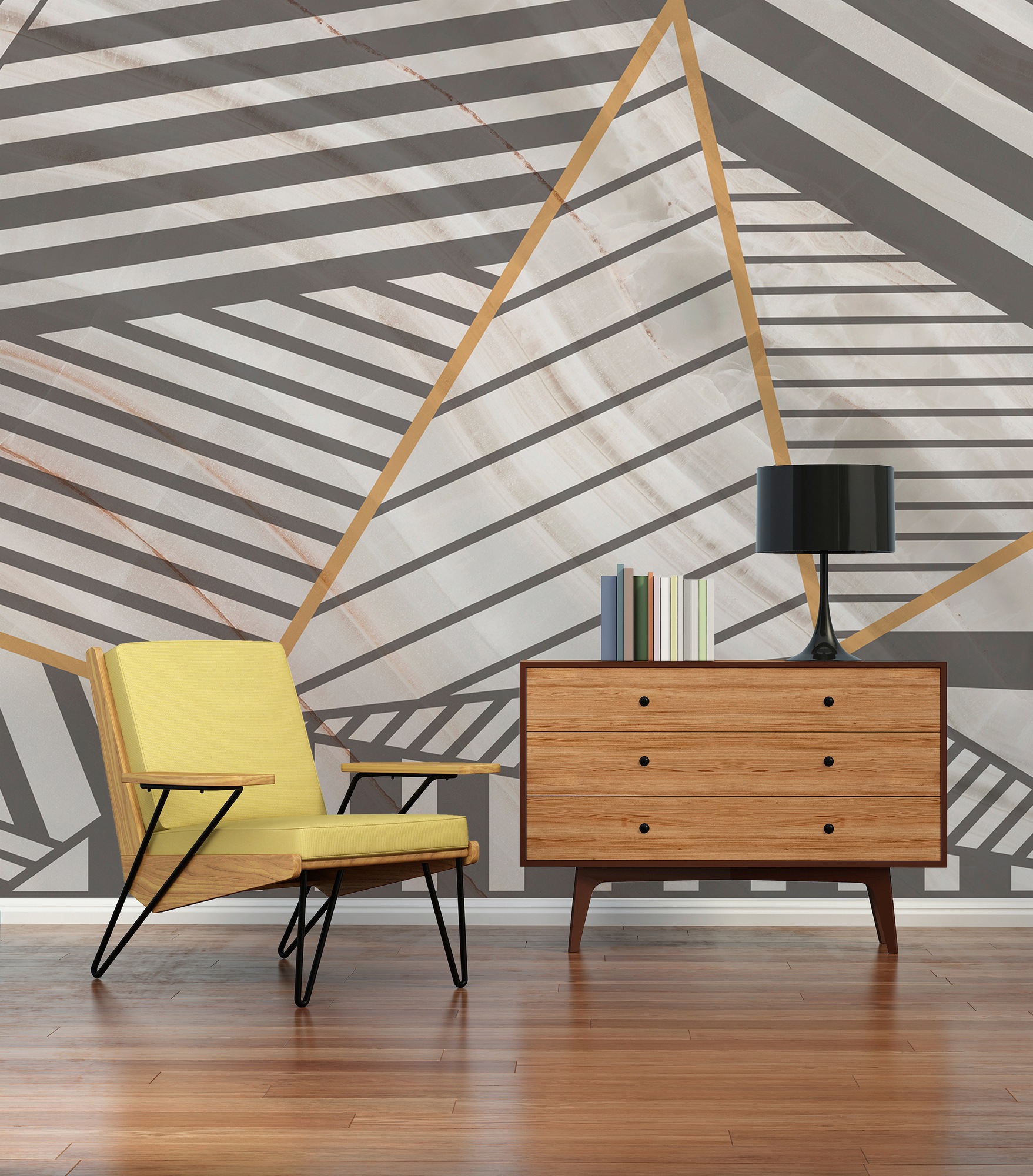 Architects Paper Fototapete »Atelier 47 Stripes Marble 3«, 3D-Optik, Vlies, Wand, Schräge, Decke